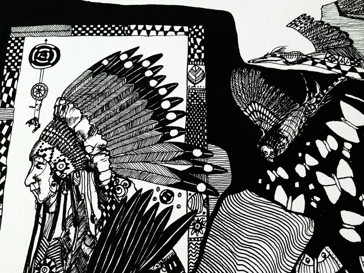 illustrations. Eagle, Indian, birds, Expressive modern art. animals. talented artists, online art gallery.