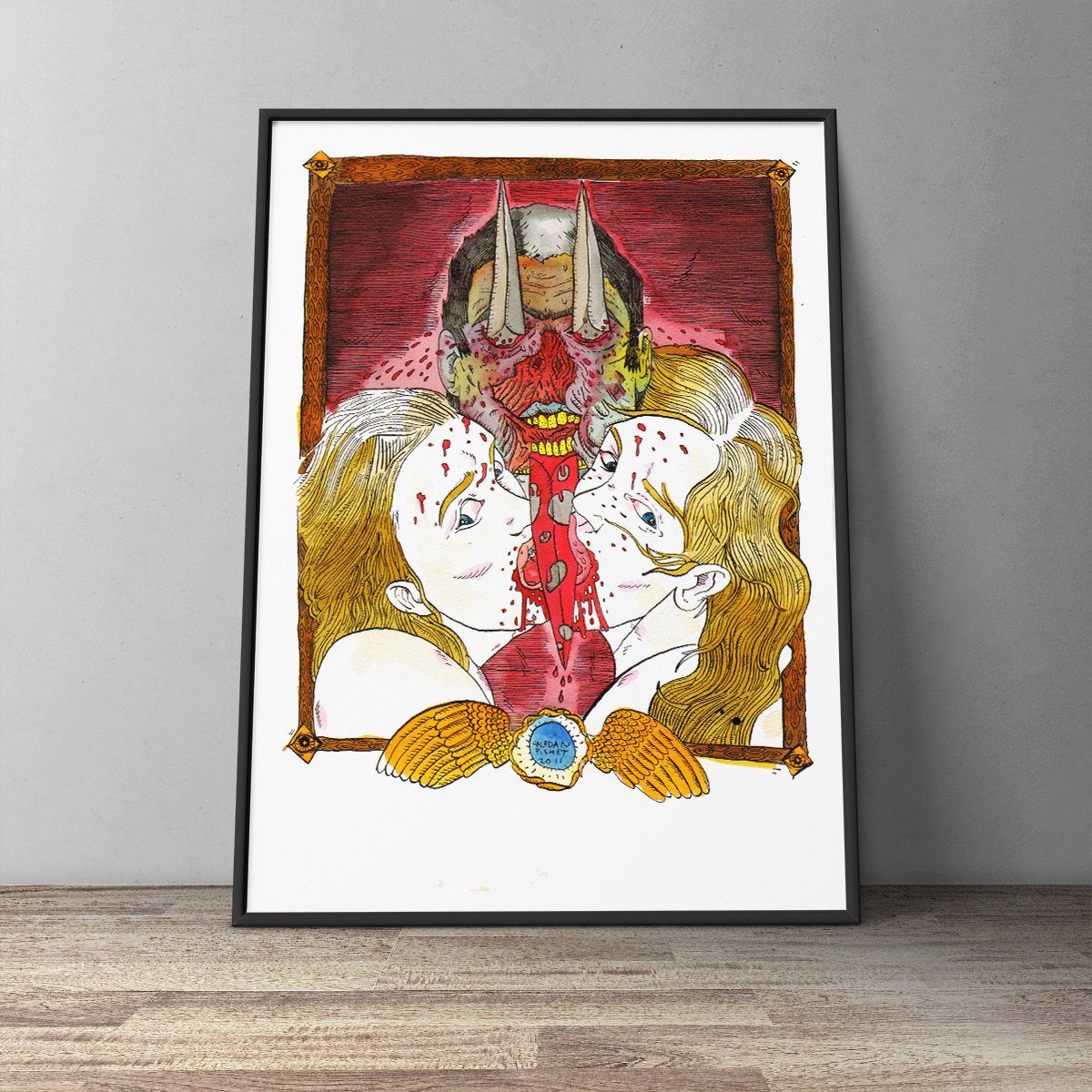 Faces & Knives | Art-prints, Gliceé | Halfdan Pisket | Beauton Art Gallery art-prints, gliceé, expressive, figurative, portraiture, surrealistic, bodies, people, sexuality, black, purple, red, yellow, ink, paper, contemporary-art, danish, design, erotic, expressionism, interior, interior-design, men, modern, modern-art, nordic, posters, prints, scandinavien, sexual, Buy original high quality art. Paintings, drawings, limited edition prints & posters by talented artists.