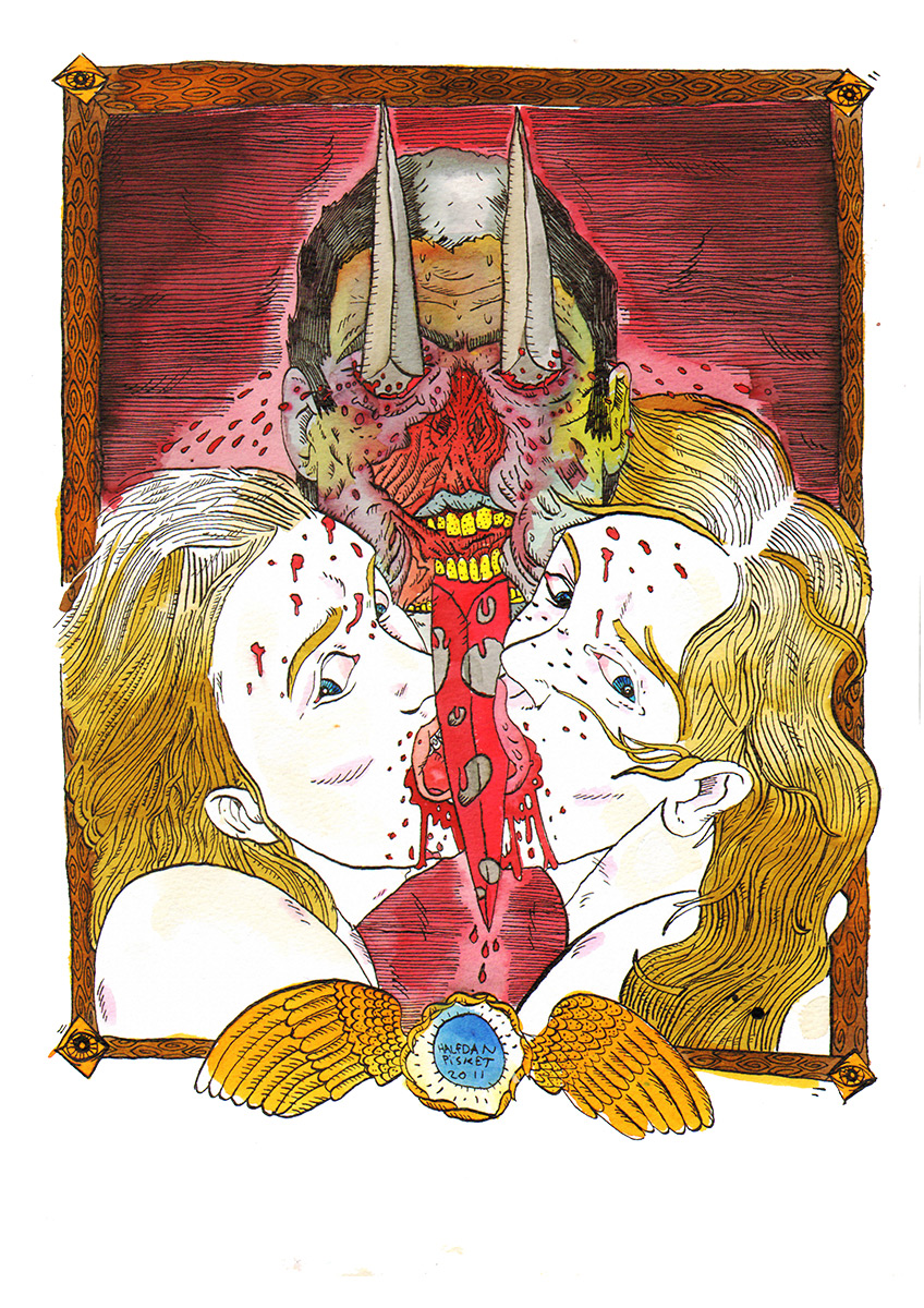 Faces & Knives | Art-prints, Gliceé | Halfdan Pisket | Beauton Art Gallery art-prints, gliceé, expressive, figurative, portraiture, surrealistic, bodies, people, sexuality, black, purple, red, yellow, ink, paper, contemporary-art, danish, design, erotic, expressionism, interior, interior-design, men, modern, modern-art, nordic, posters, prints, scandinavien, sexual, Buy original high quality art. Paintings, drawings, limited edition prints & posters by talented artists.