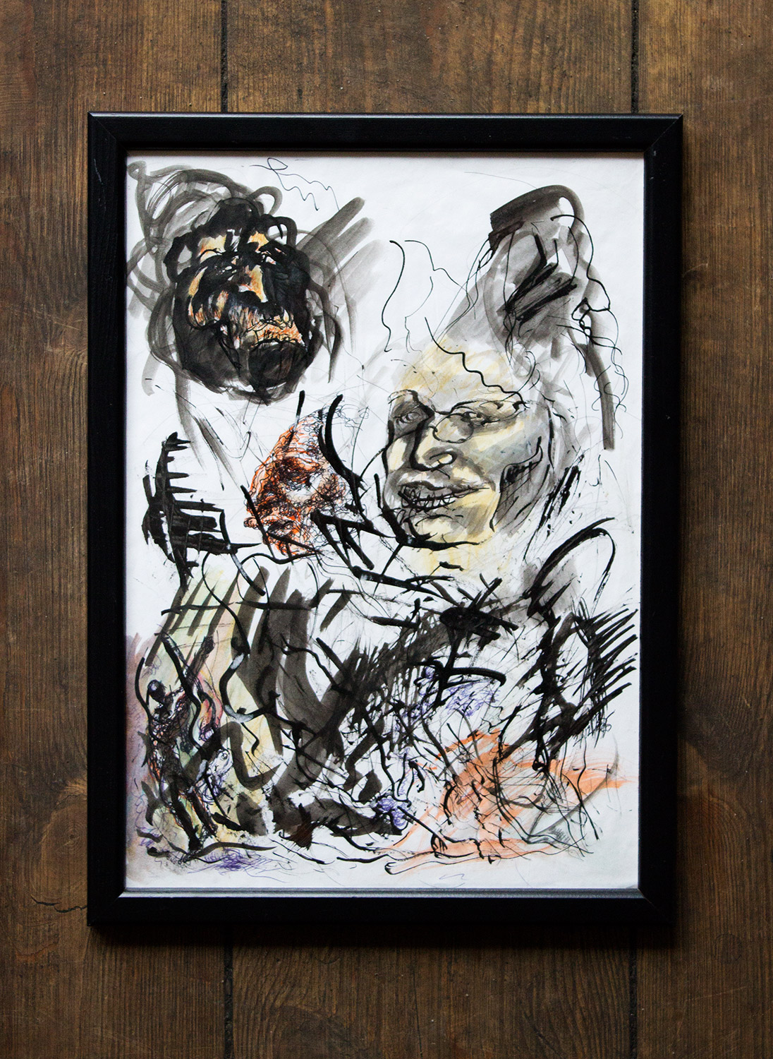 drawings, expressive, portraiture, people, beige, black, white, yellow, artliner, paper, marker, expressionism, faces, sketch, vertical, wild, Buy original high quality art. Paintings, drawings, limited edition prints & posters by talented artists.