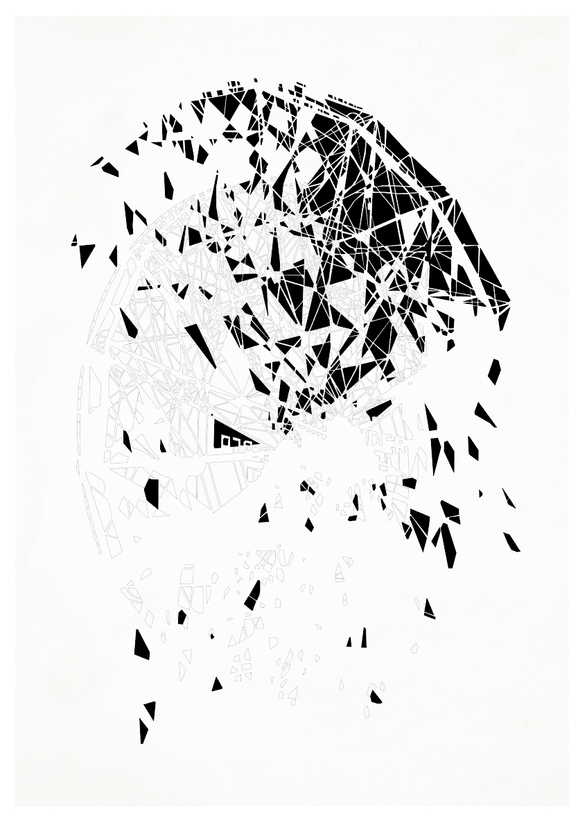 Fallen Wonder | Posters-prints, Photographs, New-media | Tina Louise Hunderup | Beauton Art Gallery posters-prints, photographs, new-media, abstract, aesthetic, geometric, graphical, architecture, patterns, beige, black, white, ink, paper, abstract-forms, architectural, beautiful, buildings, decorative, design, interior, interior-design, modern, modern-art, symmetry, Buy original high quality art. Paintings, drawings, limited edition prints & posters by talented artists.