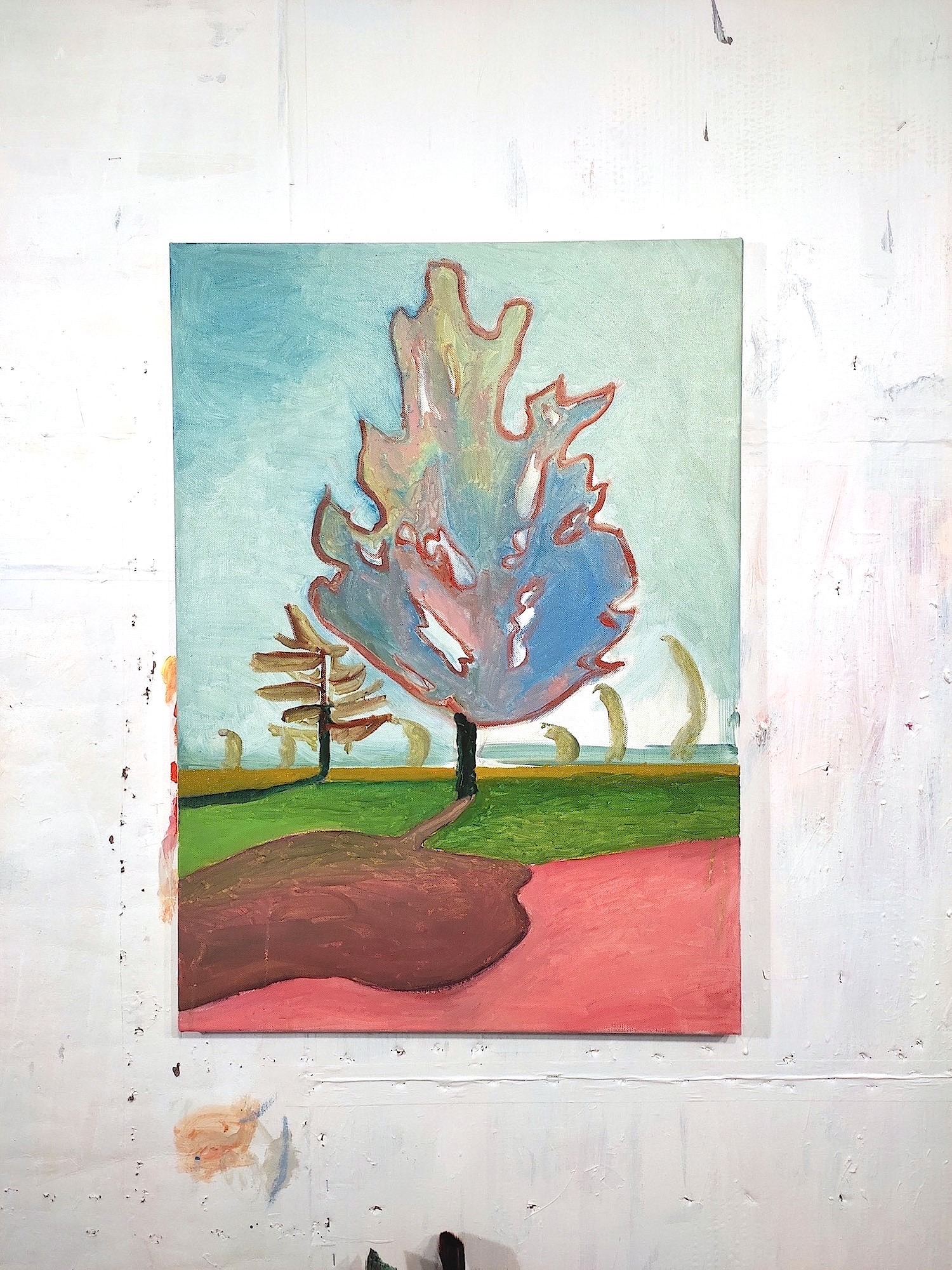 Georg Brandes Plads | Malerier | Rafael Guerrero Céspedes | Beauton Art Gallery malerier, æstetiske, nordisk, landskab, eskspressionisme, Scandinavisk, botanik, stemninger, forår, natur, årstider, pink, grønne, violet, blå,  bomuldslærred, olie, atmosfære, smukke, samtidskunst, træer, dag, dekorative, skov, lodret, moderne-kunst, naturlig, naturealistiske, udendørs, sceneri, sommer, sol, symbolsk, rolige, vilde, københavn, Køb original kunst og kunstplakater. Malerier, tegninger, limited edition kunsttryk & plakater af dygtige kunstnere.