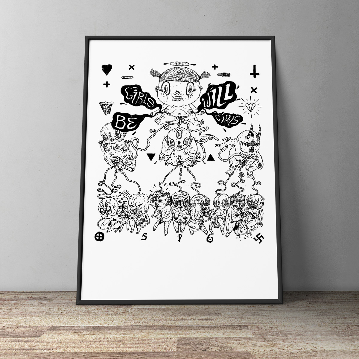 Girls Will Be Girls | Art-prints, Gliceé | Patrick Ringsborg | Beauton Art Gallery art-prints, gliceé, aesthetic, figurative, portraiture, bodies, children, humor, sexuality, black, white, paper, abstract-forms, amusing, contemporary-art, danish, decorative, interior, interior-design, modern, modern-art, nude, posters, prints, Buy original high quality art. Paintings, drawings, limited edition prints & posters by talented artists.