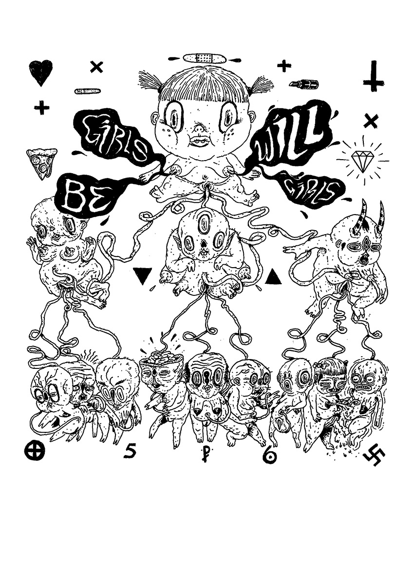 Girls Will Be Girls | Art-prints, Gliceé | Patrick Ringsborg | Beauton Art Gallery art-prints, gliceé, aesthetic, figurative, portraiture, bodies, children, humor, sexuality, black, white, paper, abstract-forms, amusing, contemporary-art, danish, decorative, interior, interior-design, modern, modern-art, nude, posters, prints, Buy original high quality art. Paintings, drawings, limited edition prints & posters by talented artists.