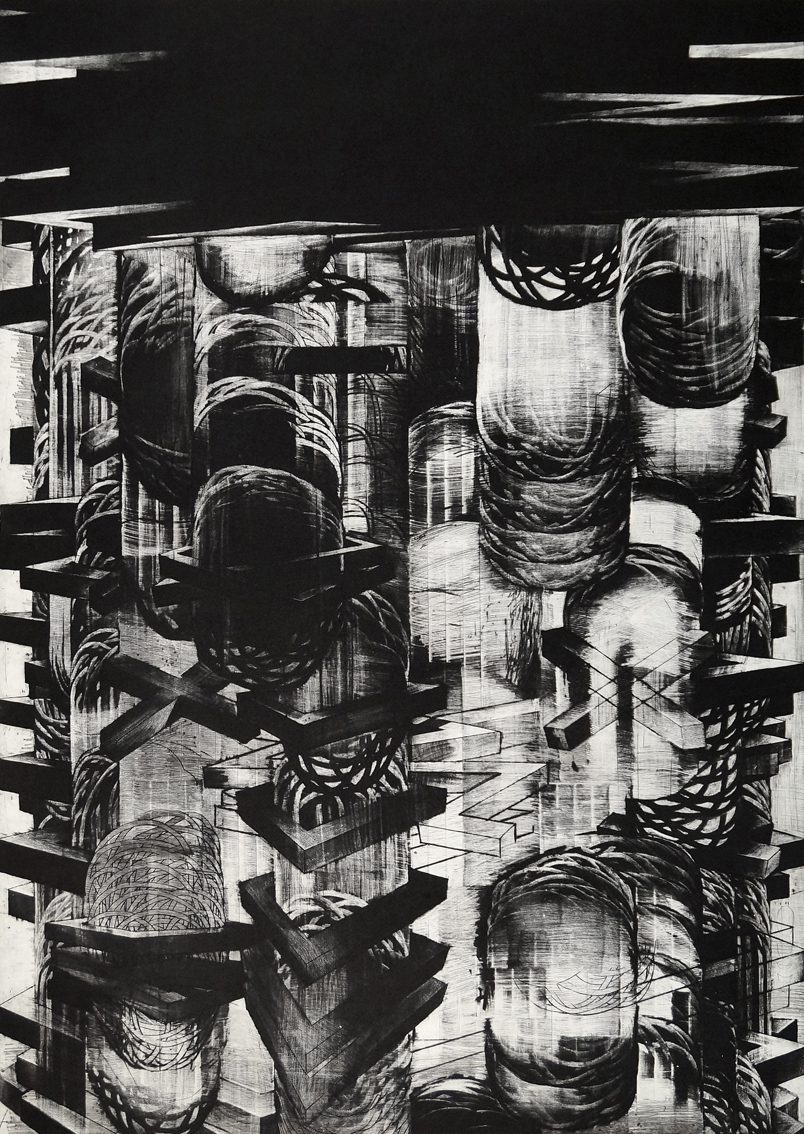 art-prints, engravings, graphical, monochrome, architecture, movement, patterns, black, grey, white, ink, paper, abstract-forms, autumn, cubism, danish, decorative, design, interior, interior-design, nordic, scandinavien, Buy original high quality art. Paintings, drawings, limited edition prints & posters by talented artists.
