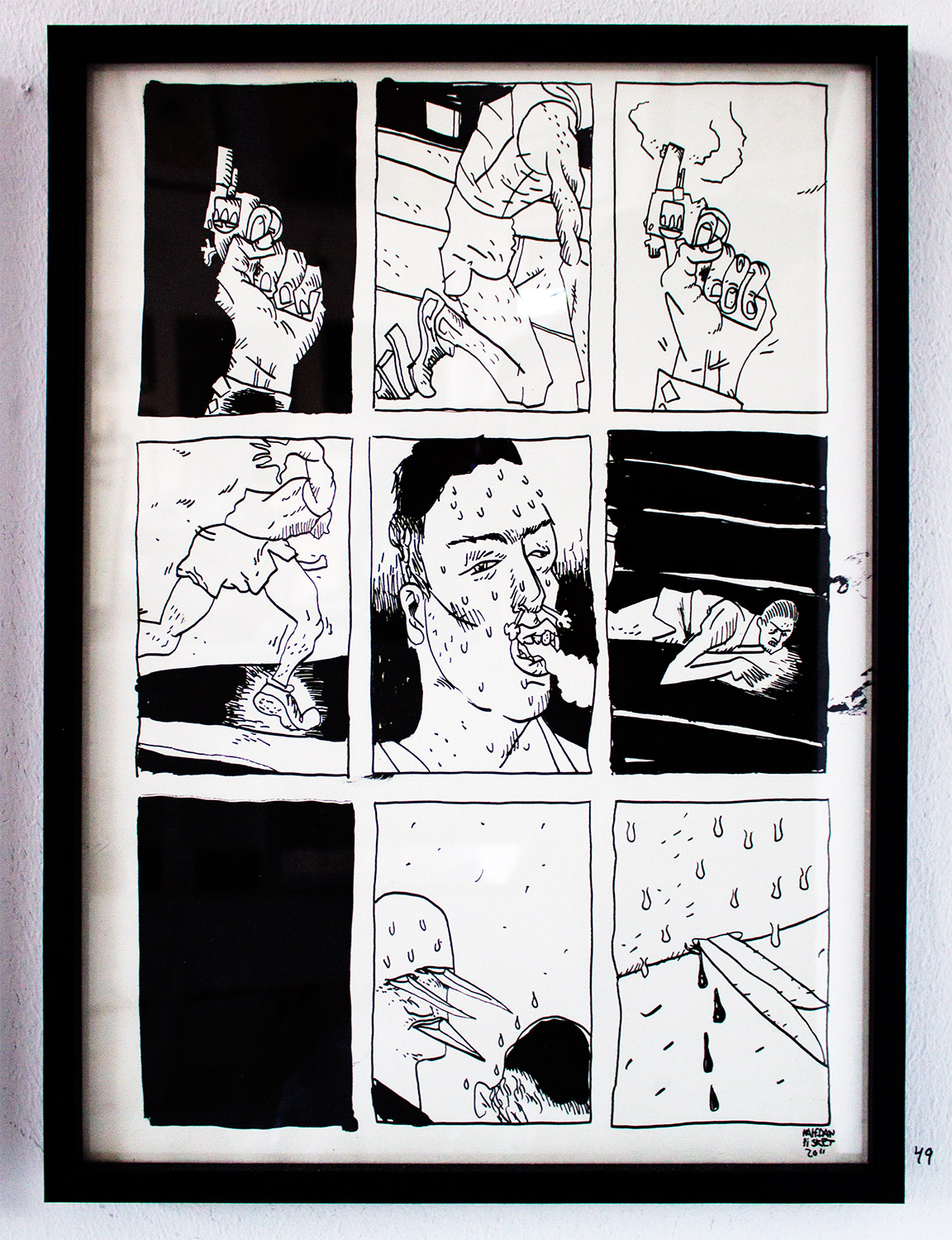 Original drawing by Halfdan Pisket - Beauton Art Gallery Running sport cartoon black white - strong and expressive art illustrations and drawings, talented Danish illustrator, cartoonist, faverige