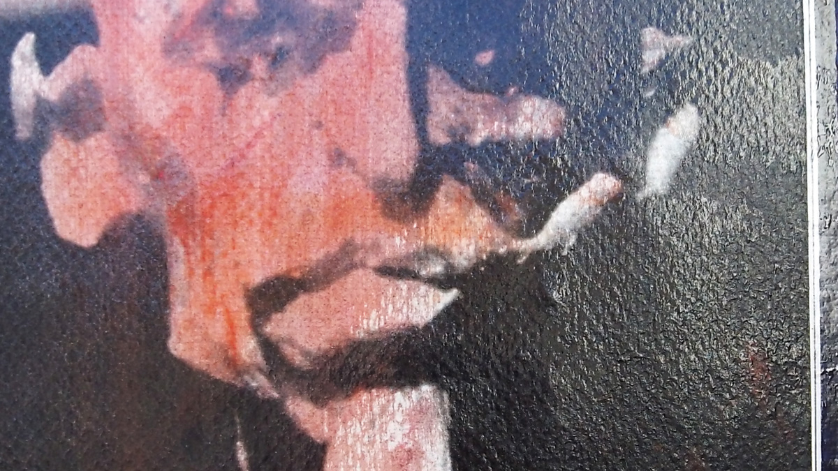 Untitled #18 - 20 x 31 cm. A fine art photograph by Ola Juliussen. interpreted and refined on plywood with acrylic and lacquer Photograph of the main digital collage on the wall, digital printing, Framed digital collage Home Nursing photography, art photography, art photography, fragmentation, dynamics, structures and history. facebook, google, pint residual