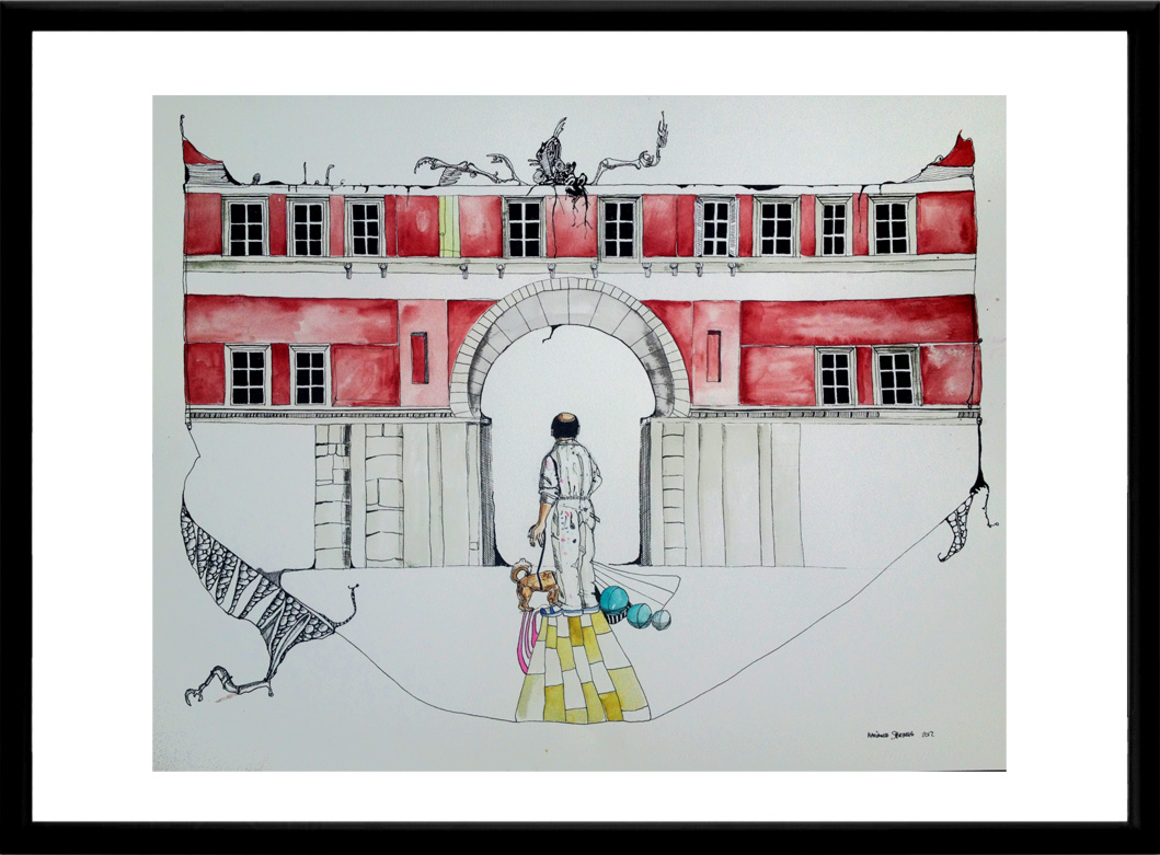 drawings, figurative, geometric, portraiture, architecture, bodies, black, red, white, yellow, paper, marker, watercolor, architectural, buildings, men, Buy original high quality art. Paintings, drawings, limited edition prints & posters by talented artists.