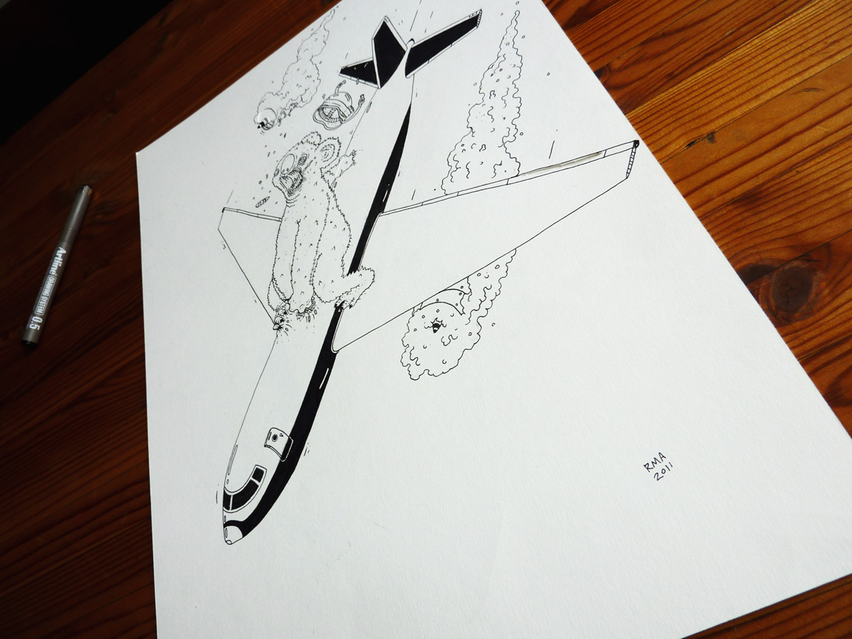 Koala - 29,7 x 42 cm., A3. An original illustration by Rune Alexandersen.  The drawing is done on thick acid-free permanent paper. The drawing is not framed. aircraft, koala bear, illustrations and drawings, art, art gallery, gallery, funny drawing, street art, pop culture, inspiration,