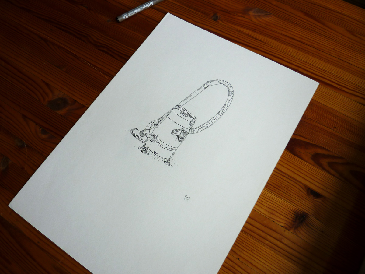 Gun Buster - 29,7 x 42 cm., A3. An original illustration by Rune Alexandersen.  The drawing is done on thick acid-free permanent paper. The drawing is not framed.