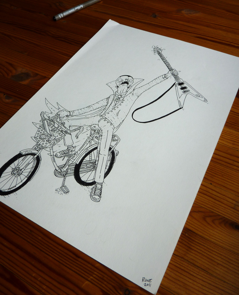 moped, guitar, bike, illustrations and drawings, art, art gallery, gallery, funny drawing, street art, pop culture, inspiration,