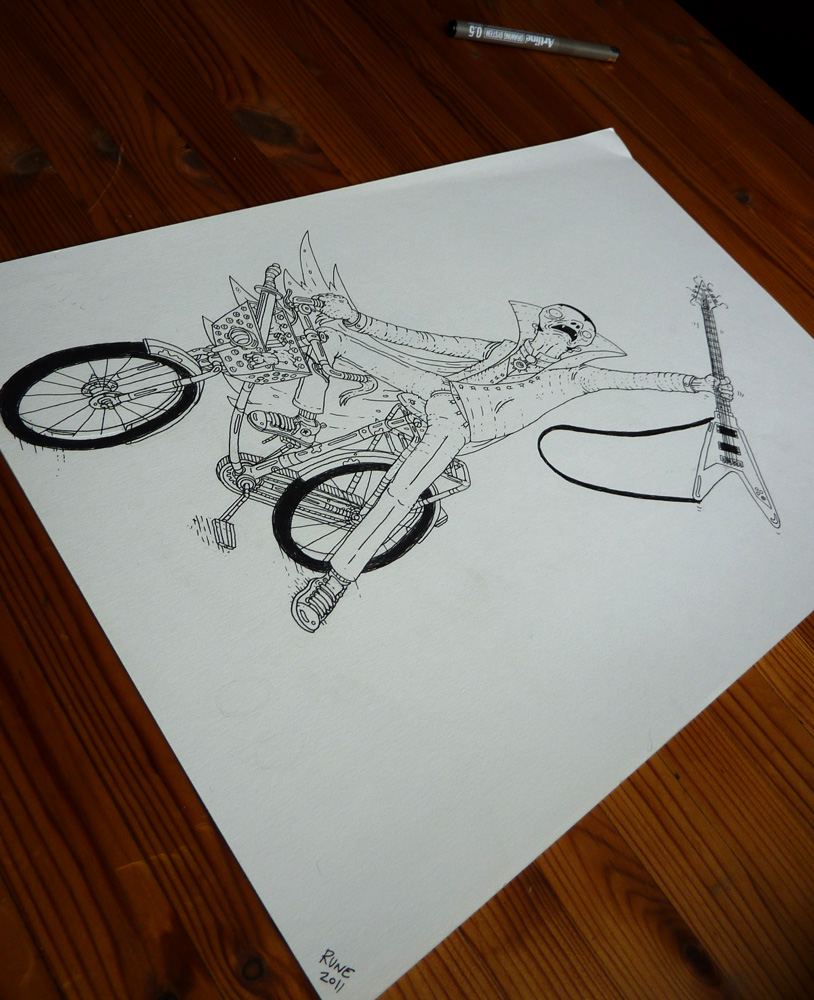 moped, guitar, bike, illustrations and drawings, art, art gallery, gallery, funny drawing, street art, pop culture, inspiration,