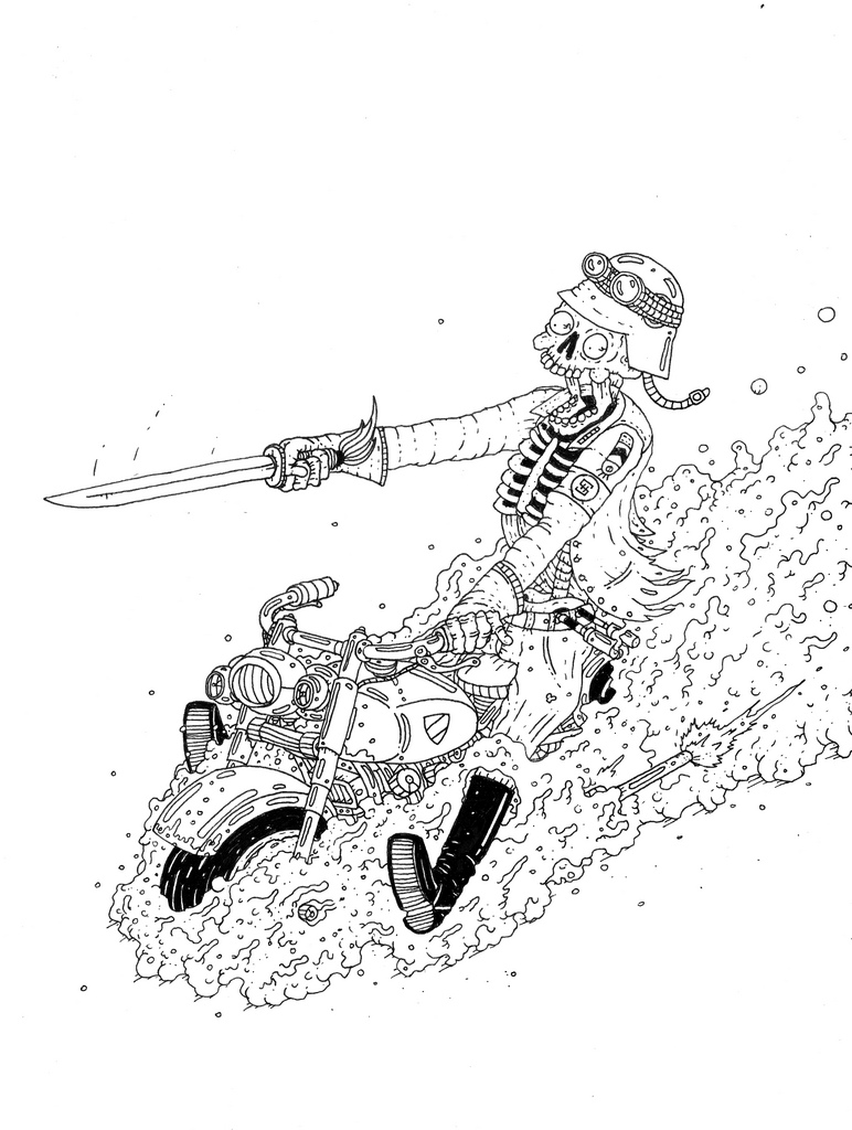 Nazi Bone Daddy - 29,7 x 42 cm., A3. An original illustration by Rune Alexandersen.  The drawing is done on thick acid-free permanent paper. The drawing is not framed. illustrations and drawings, art, art gallery, gallery, funny drawing, street art, pop culture, inspiration,