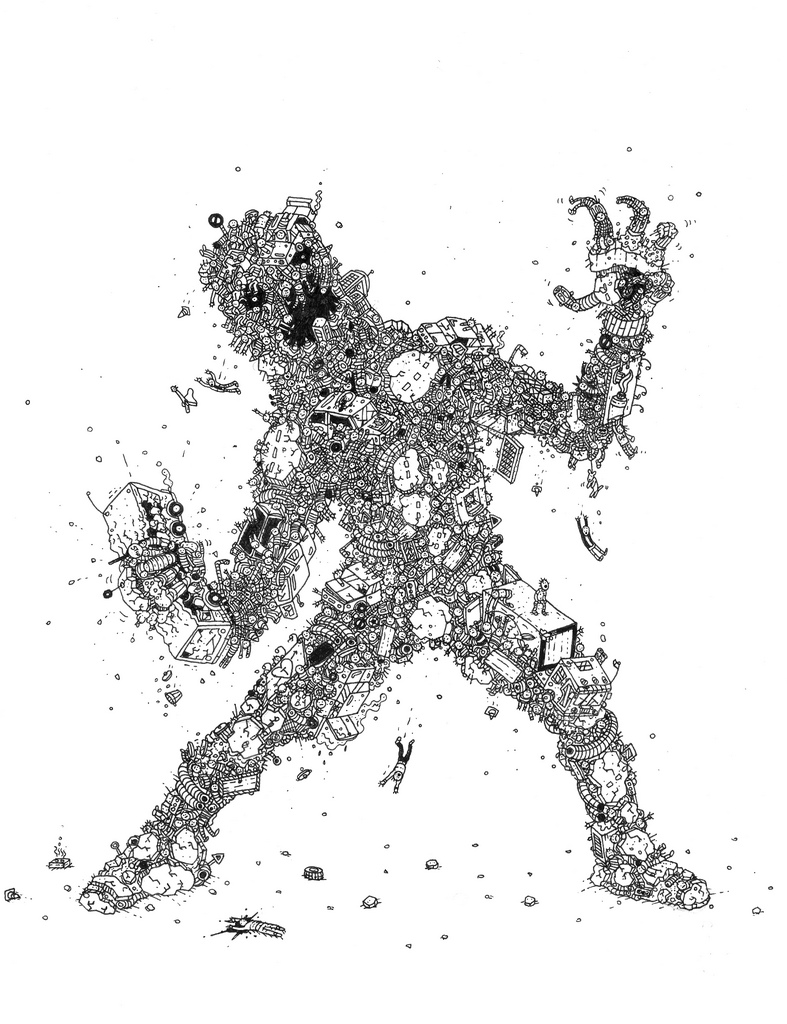 Wall Street Terror | Drawings | Rune Alexandersen | Beauton Art Gallery drawings, illustrative, pop, cartoons, humor, wildlife, black, white, paper, marker, amusing, comics, sketches, street-art, wild-animals, Buy original high quality art. Paintings, drawings, limited edition prints & posters by talented artists.