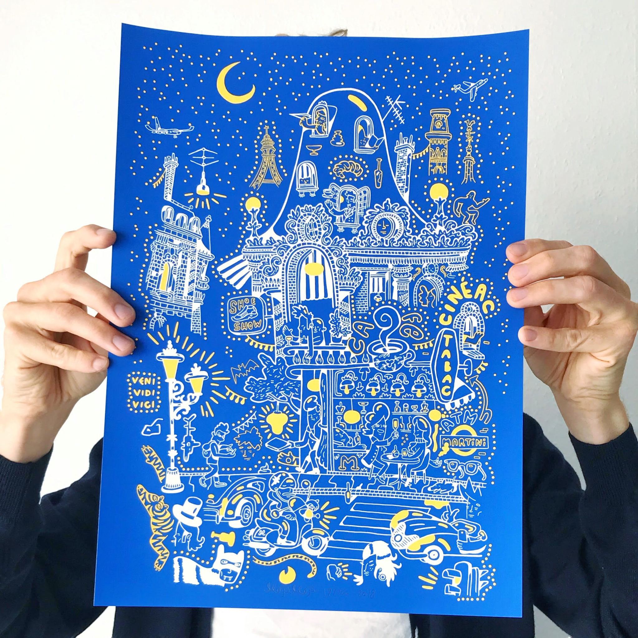 art-prints, serigraphs, animal, colorful, family-friendly, figurative, graphical, illustrative, pop, architecture, botany, cartoons, children, people, blue, white, yellow, acrylic, paper, amusing, buildings, cars, cities, contemporary-art, copenhagen, cute, danish, interior, interior-design, modern, nordic, posters, prints, scandinavien, Buy original high quality art. Paintings, drawings, limited edition prints & posters by talented artists.