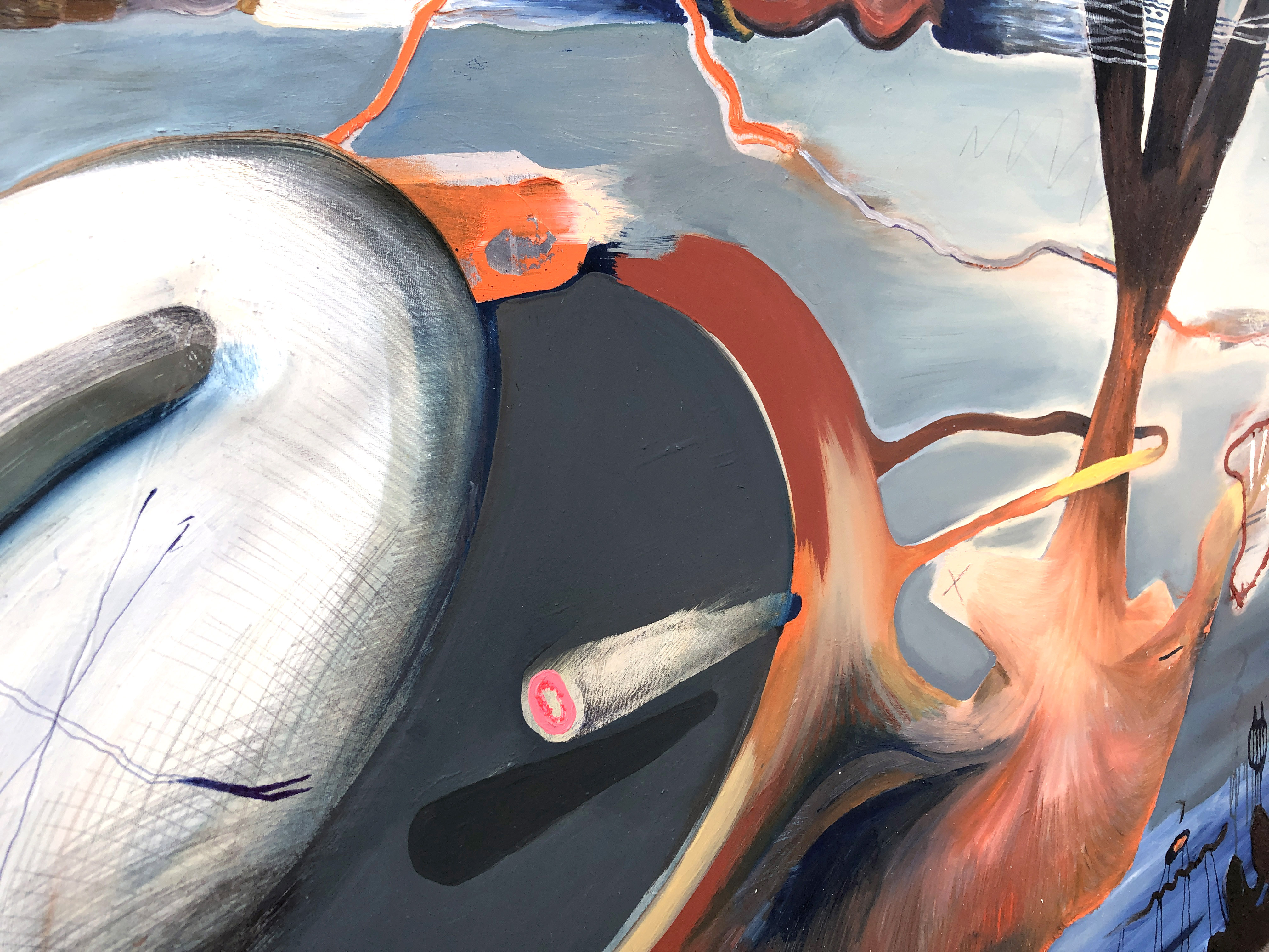 paintings, abstract, landscape, surrealistic, movement, nature, sky, blue, grey, orange, pink, flax-canvas, oil, abstract-forms, atmosphere, contemporary-art, decorative, design, interior, interior-design, modern, modern-art, nordic, scandinavien, scenery, shapes, Buy original high quality art. Paintings, drawings, limited edition prints & posters by talented artists.