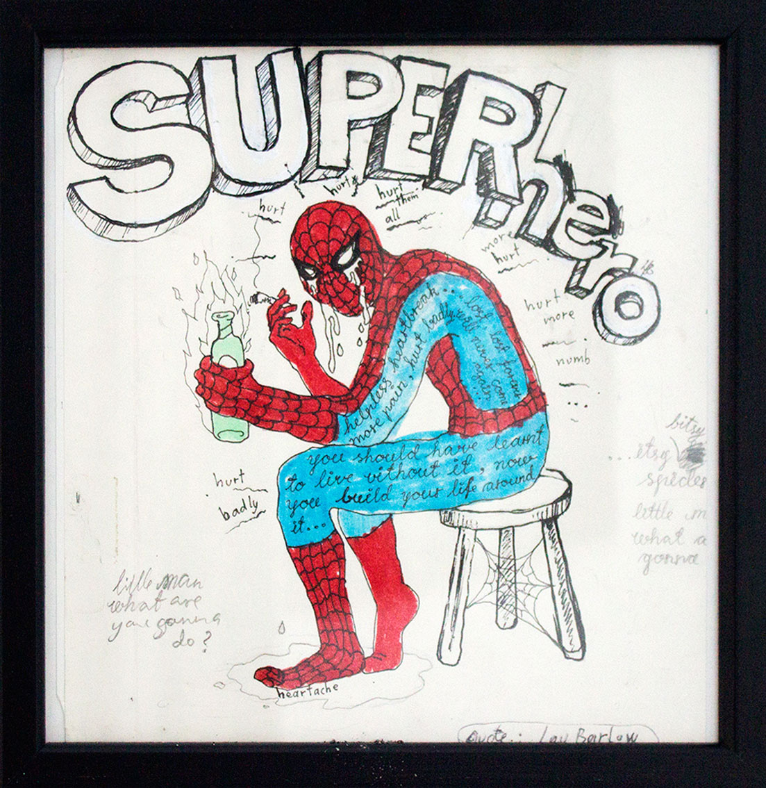 Superhero – 20 x 20 cm. - Louise Bech Pedersen strong and expressive illustrations, talented young artist, online art gallery