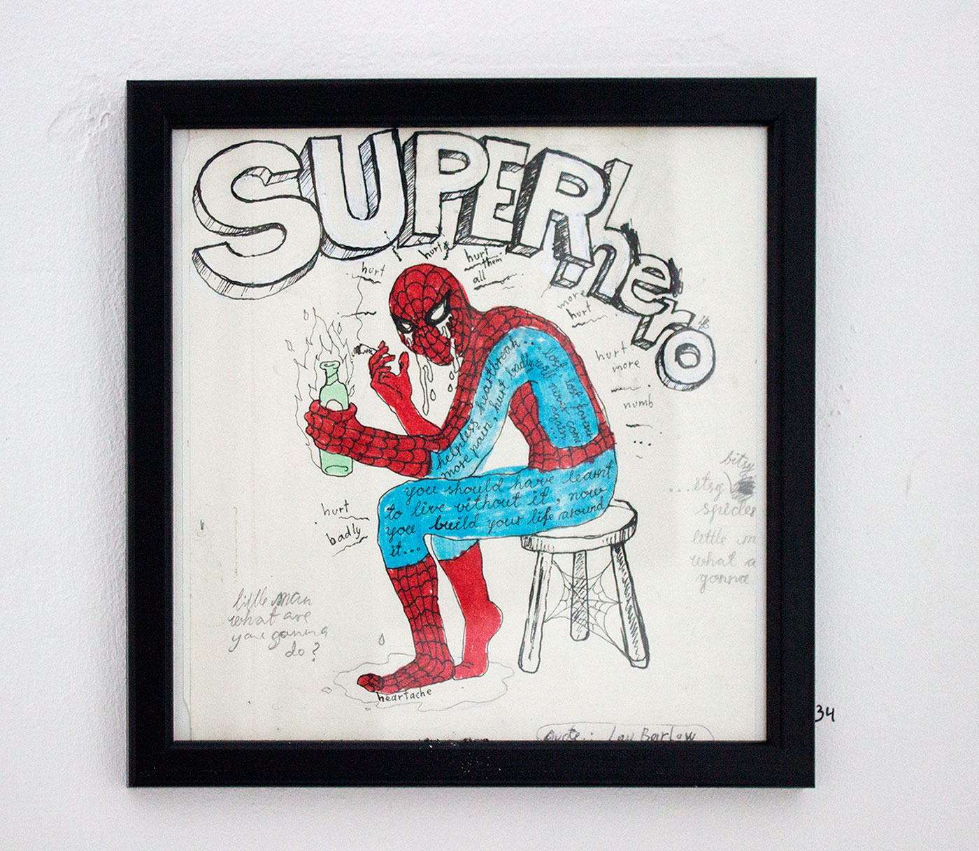 Superhero – 20 x 20 cm. - Louise Bech Pedersen strong and expressive illustrations, talented young artist, online art gallery
