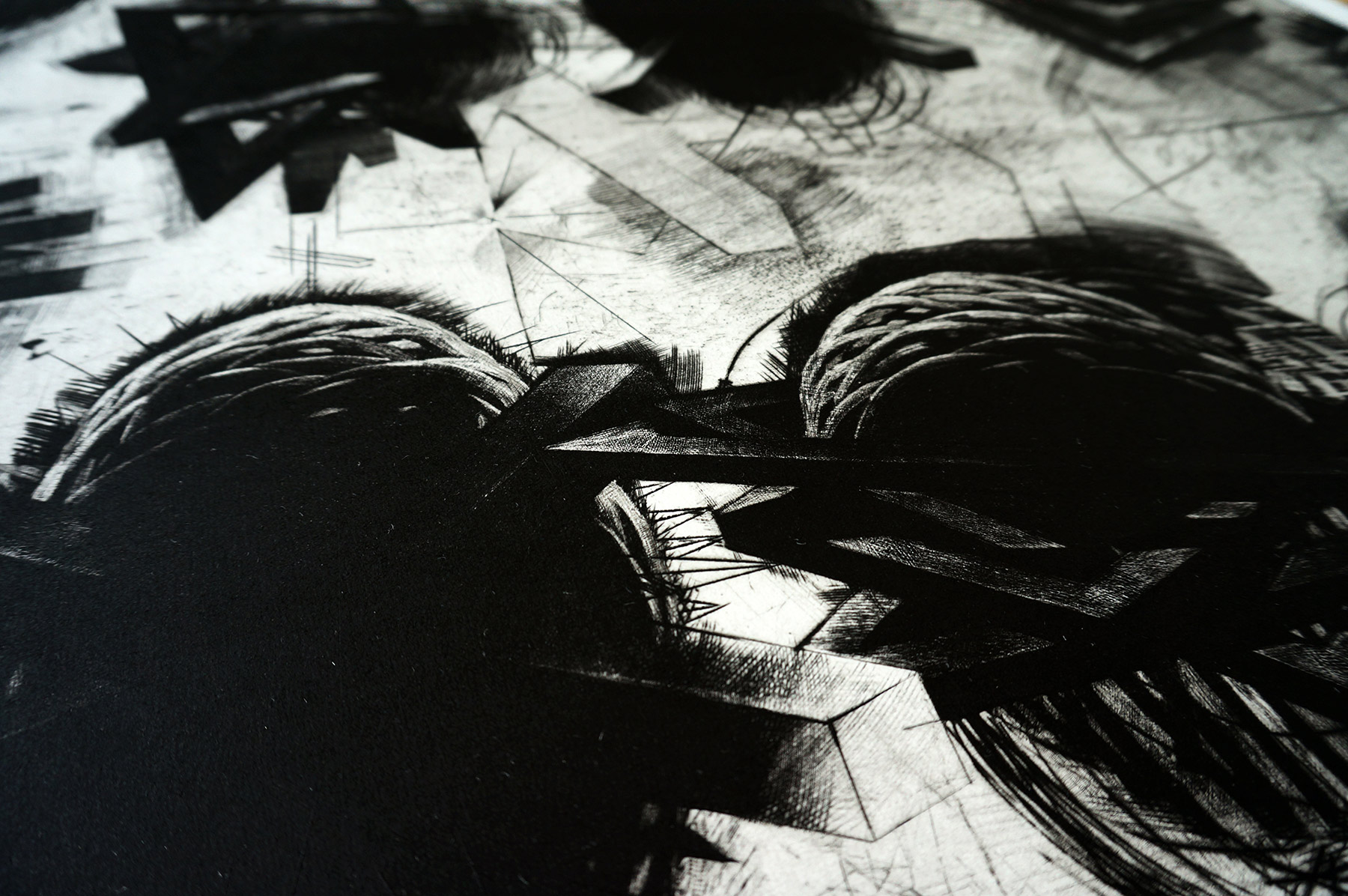 art-prints, engravings, abstract, graphical, monochrome, movement, patterns, black, grey, white, ink, paper, abstract-forms, atmosphere, black-and-white, conceptual, danish, decorative, design, interior, interior-design, nordic, scandinavien, Buy original high quality art. Paintings, drawings, limited edition prints & posters by talented artists.