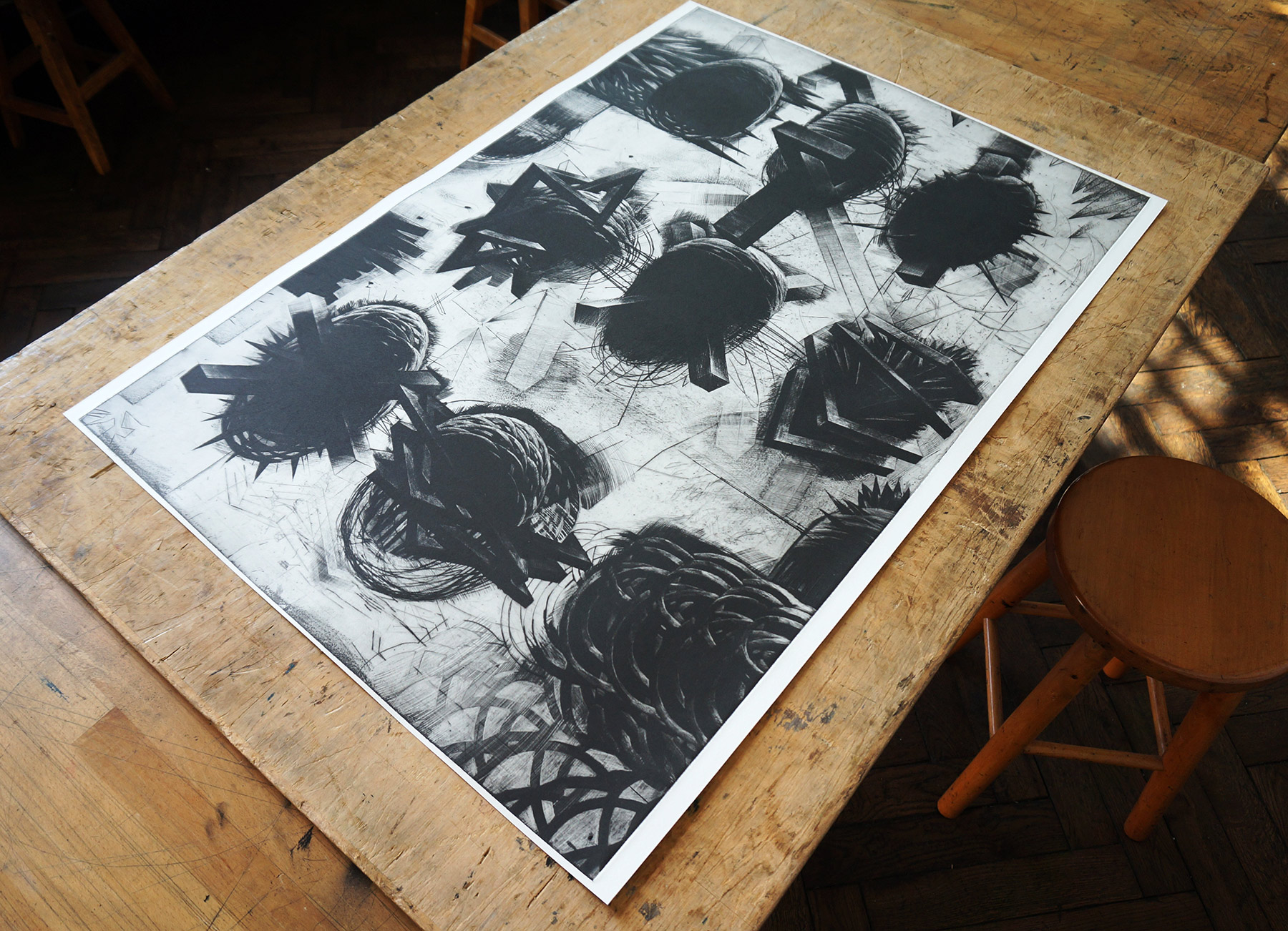 art-prints, engravings, abstract, graphical, monochrome, movement, patterns, black, grey, white, ink, paper, abstract-forms, atmosphere, black-and-white, conceptual, danish, decorative, design, interior, interior-design, nordic, scandinavien, Buy original high quality art. Paintings, drawings, limited edition prints & posters by talented artists.