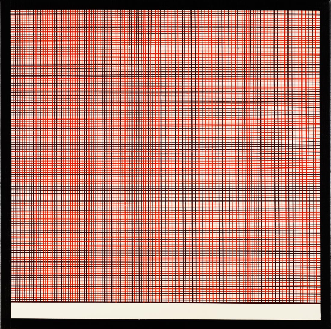 Untitled #6 - 100 x 100. An original painting by Kirsten Rotboll minimalistisk maleri, farverig, enkelt, stilrent, linjer, farver, rød, grafisk, design