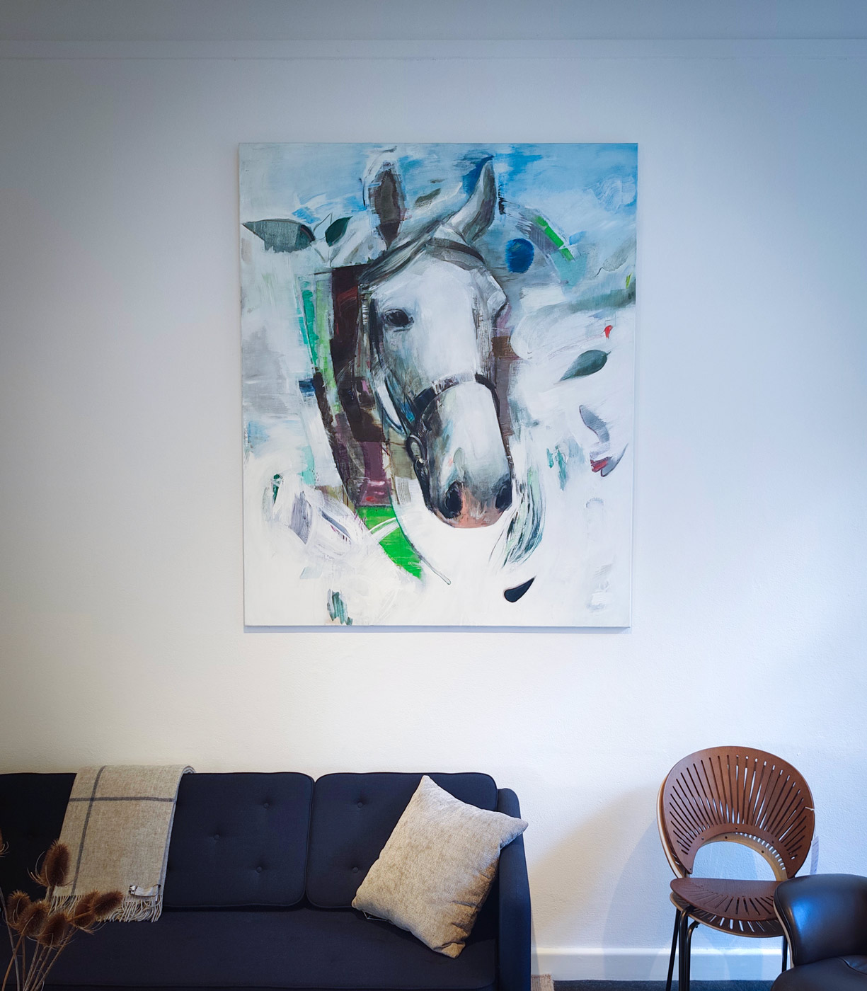 paintings, graphical, animals, wildlife, blue, green, white, acrylic, flax-canvas, contemporary-art, decorative, design, horses, interior, interior-design, modern, modern-art, nordic, scandinavien, Buy original high quality art. Paintings, drawings, limited edition prints & posters by talented artists.