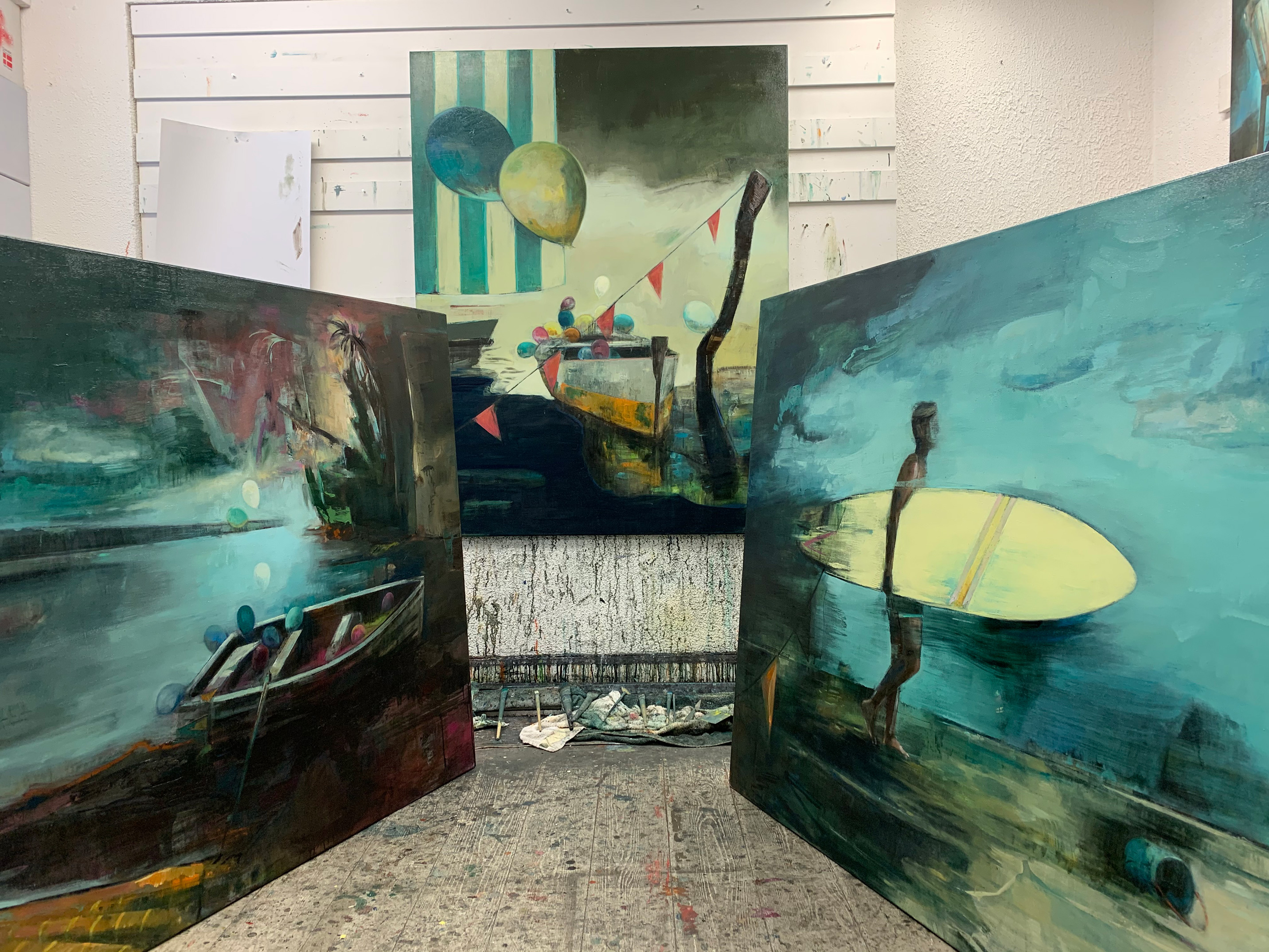 paintings, expressive, figurative, graphical, surrealistic, moods, oceans, sailing, sky, beige, green, orange, yellow, acrylic, charcoal, cotton-canvas, oil, beach, beautiful, boats, bright, contemporary-art, copenhagen, expressionism, interior-design, modern-art, nordic, outdoors, sailboat, scandinavien, sea, ships, summer, sun, vessels, water, Buy original high quality art. Paintings, drawings, limited edition prints & posters by talented artists.