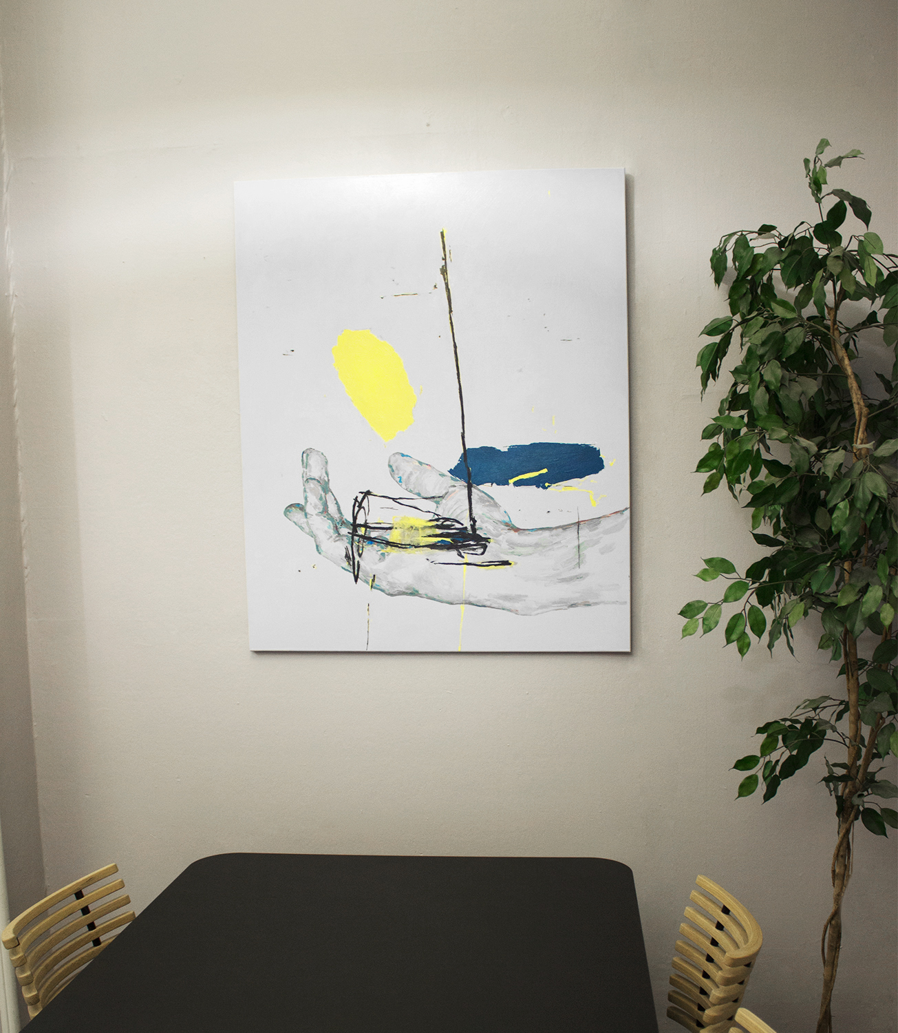 As Above, So Below | Paintings | Rose Marie Brøgger | Beauton Art Gallery paintings, abstract, aesthetic, people, blue, grey, yellow, acrylic, cotton-canvas, abstract-forms, contemporary-art, copenhagen, interior, interior-design, symbolic, Buy original high quality art. Paintings, drawings, limited edition prints & posters by talented artists.