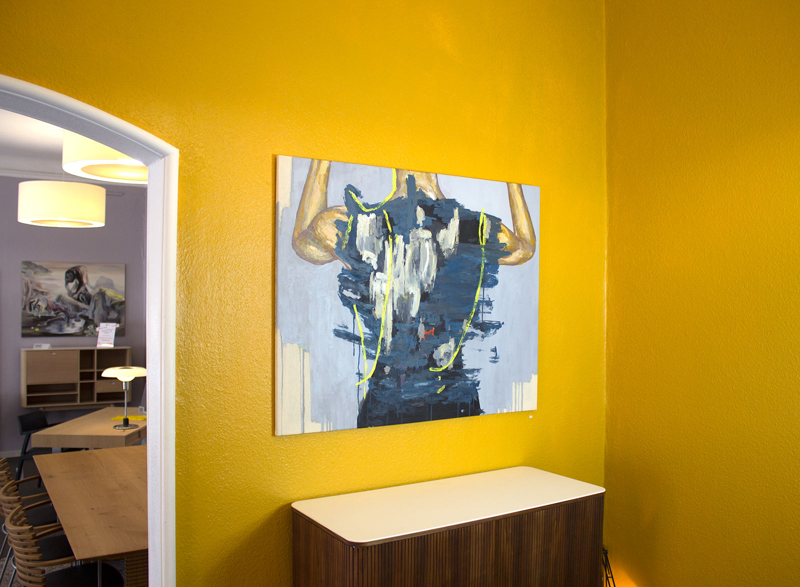 Forward I | Paintings | Rose Marie Brøgger | Beauton Art Gallery paintings, abstract, aesthetic, expressive, portraiture, bodies, movement, people, beige, black, blue, grey, acrylic, cotton-canvas, abstract-forms, interior, interior-design, modern, modern-art, women, Buy original high quality art. Paintings, drawings, limited edition prints & posters by talented artists.