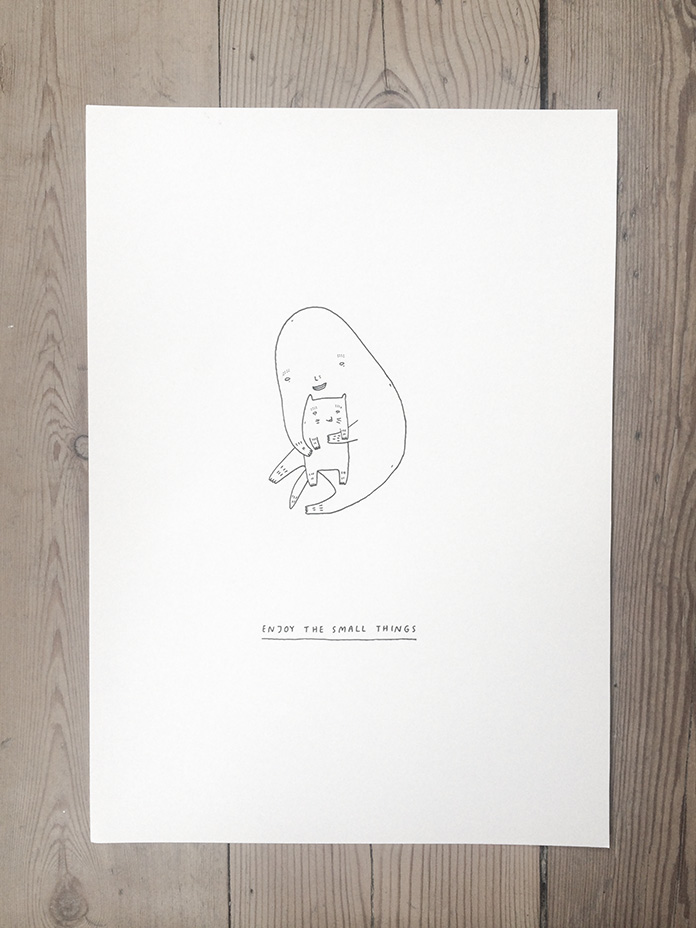 Enjoy the small things - 21 x 30 cm. An original illustration by artist My Buemann. strong and expressive art illustrations and drawings, talented Danish illustrator