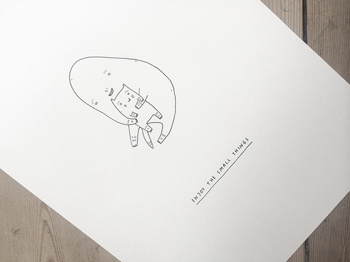Enjoy the small things - 21 x 30 cm. An original illustration by artist My Buemann. strong and expressive art illustrations and drawings, talented Danish illustrator