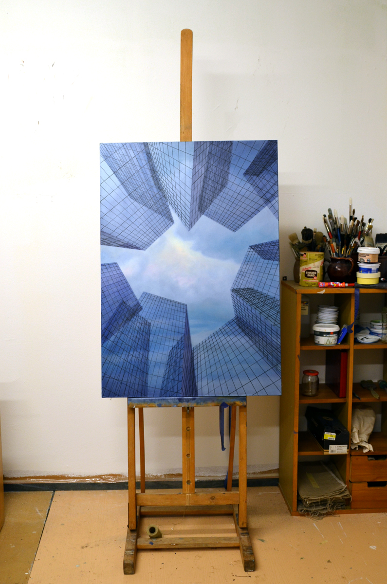paintings, figurative, geometric, minimalistic, monochrome, architecture, patterns, science, technology, blue, flax-canvas, oil, architectural, buildings, business, conceptual, contemporary-art, danish, houses, interior, interior-design, nordic, scandinavien, Buy original high quality art. Paintings, drawings, limited edition prints & posters by talented artists.