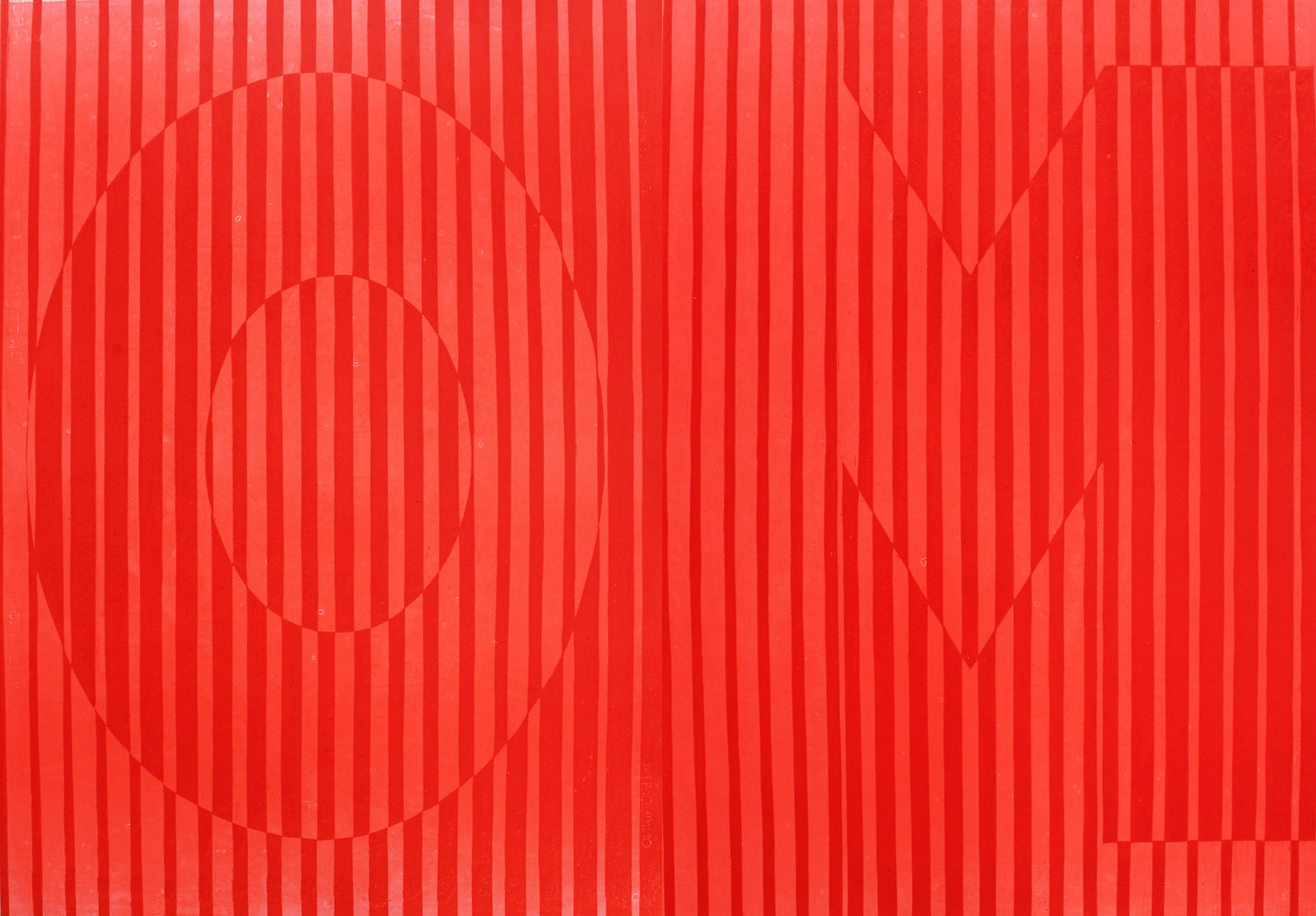 OM Red - 140 x 100 cm. Limited edition linocut print by Marta Banaszak OM linocut_Marta Banaszak