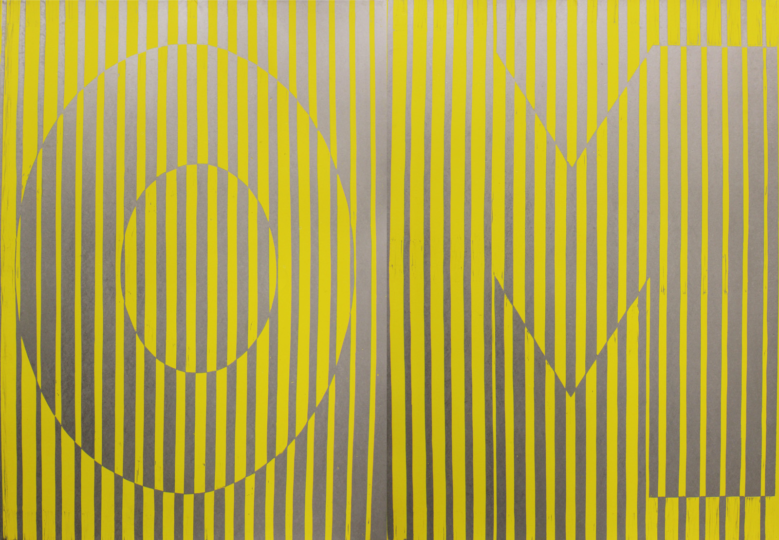 OM Red - 140 x 100 cm. Limited edition linocut print by Marta Banaszak OM linocut_yellow