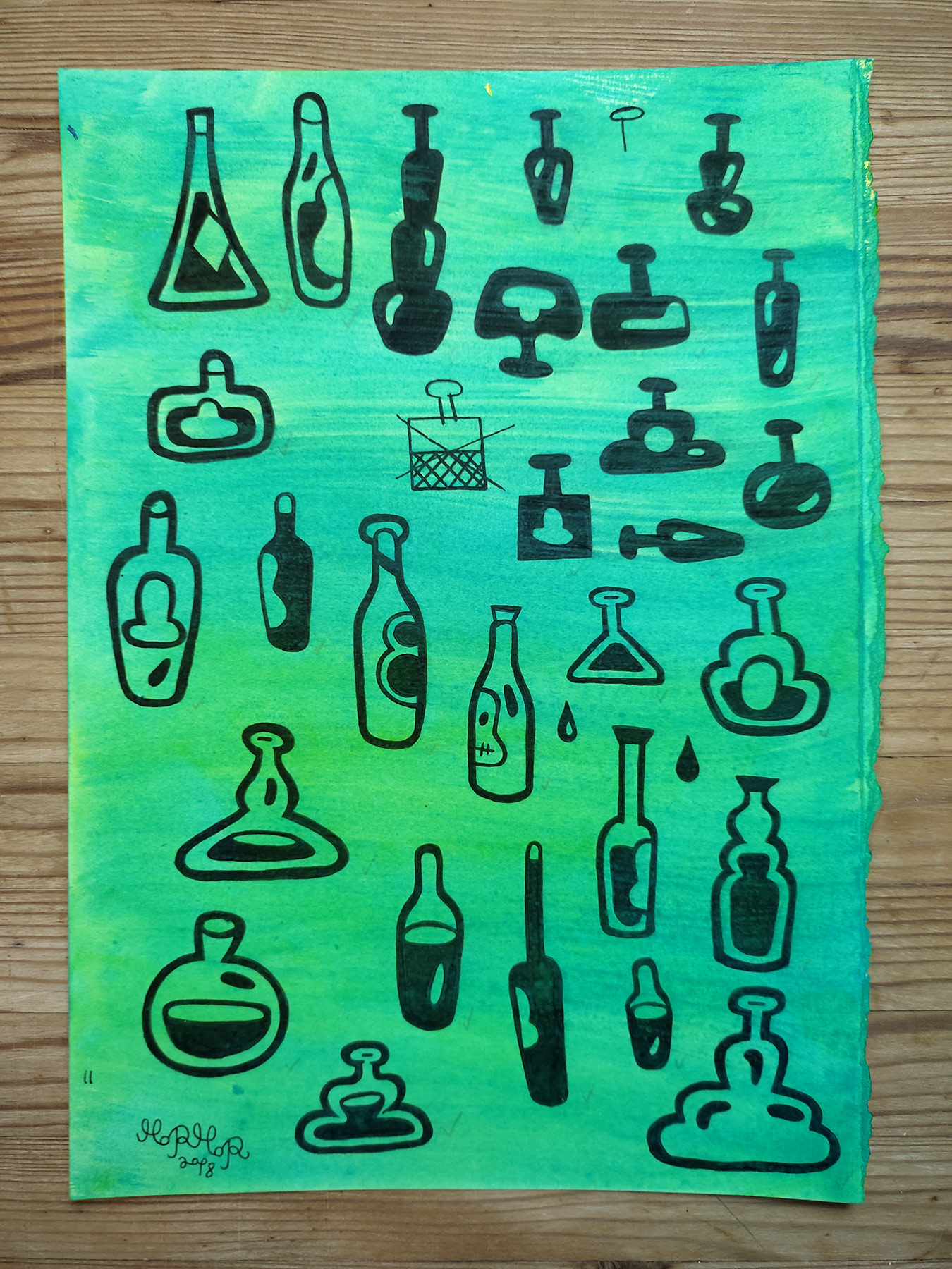 Bodega | Drawings | Mormor | Beauton Art Gallery drawings, colorful, figurative, graphical, pop, cartoons, black, green, turquoise, ink, amusing, contemporary-art, copenhagen, danish, decorative, design, drinks, interior, interior-design, modern, modern-art, nordic, pretty, scandinavien, Buy original high quality art. Paintings, drawings, limited edition prints & posters by talented artists.