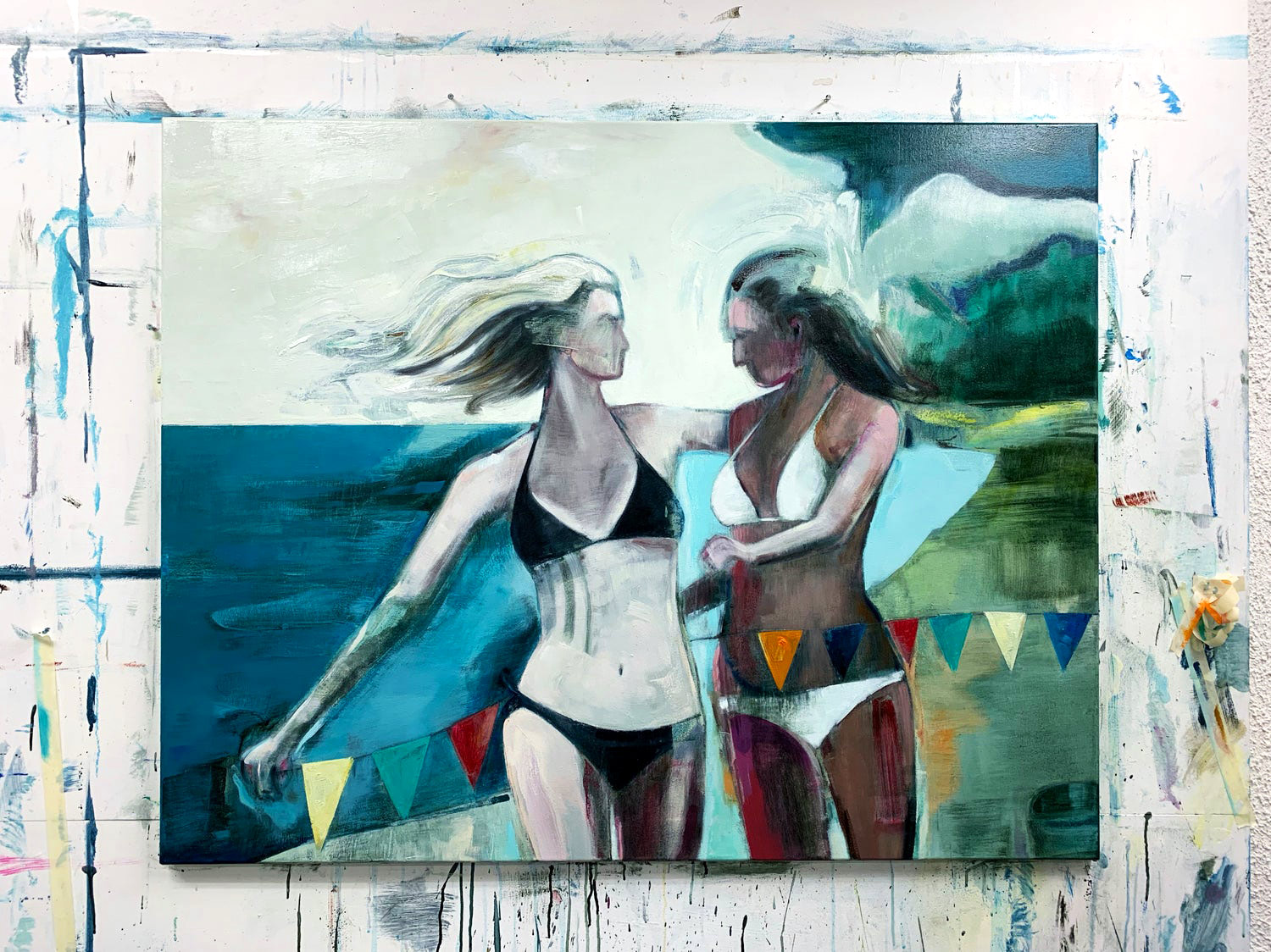 paintings, colorful, figurative, graphical, illustrative, landscape, portraiture, bodies, movement, nature, oceans, blue, brown, green, turquoise, flax-canvas, oil, beach, contemporary-art, copenhagen, danish, decorative, design, interior, interior-design, modern, modern-art, nordic, scandinavien, summer, sun, women, Buy original high quality art. Paintings, drawings, limited edition prints & posters by talented artists.