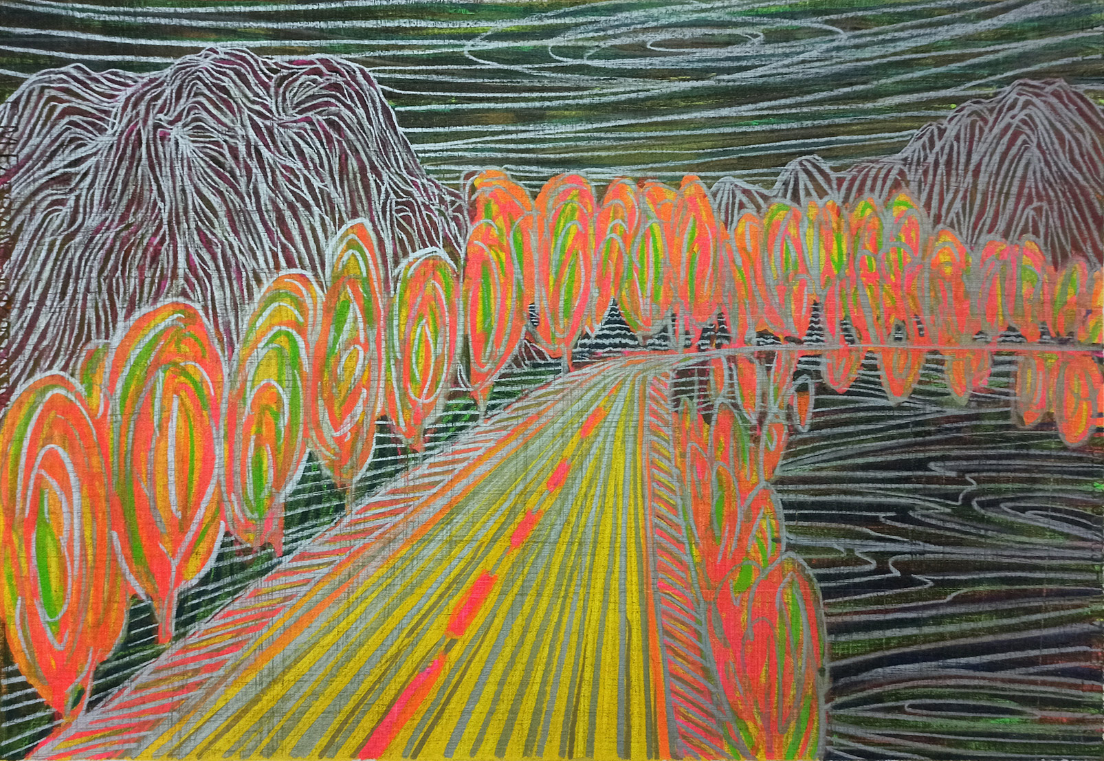 drawings, colorful, landscape, minimalistic, nature, patterns, black, orange, yellow, paper, other-mediums, contemporary-art, natural, tranquil, Buy original high quality art. Paintings, drawings, limited edition prints & posters by talented artists.