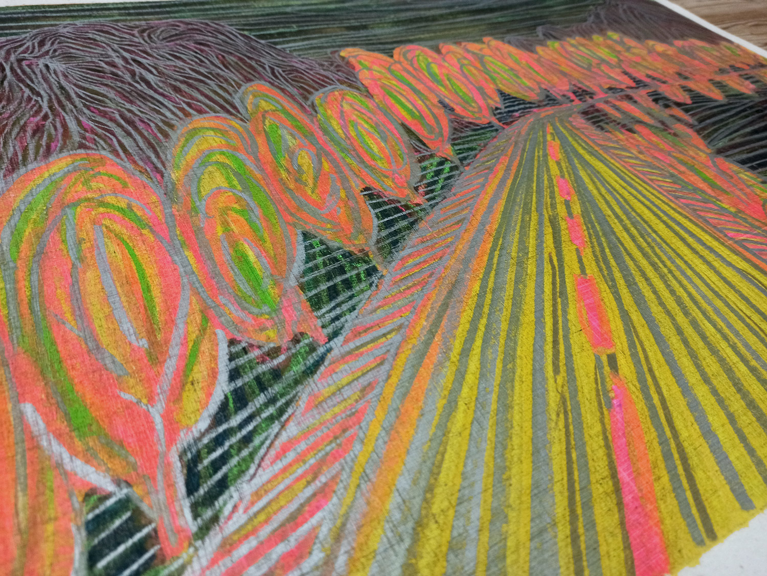 drawings, colorful, landscape, minimalistic, nature, patterns, black, orange, yellow, paper, other-mediums, contemporary-art, natural, tranquil, Buy original high quality art. Paintings, drawings, limited edition prints & posters by talented artists.