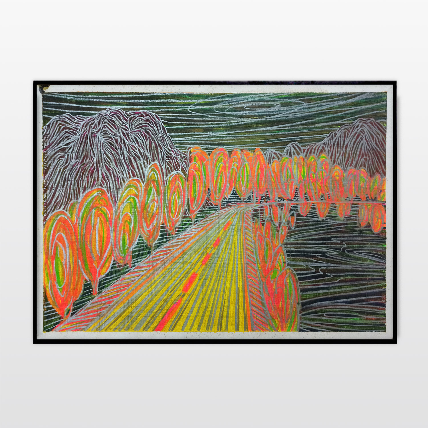drawings, colorful, landscape, minimalistic, nature, patterns, black, orange, yellow, paper, other-mediums, contemporary-art, natural, tranquil, Buy original high quality art. Paintings, drawings, limited edition prints & posters by talented artists.