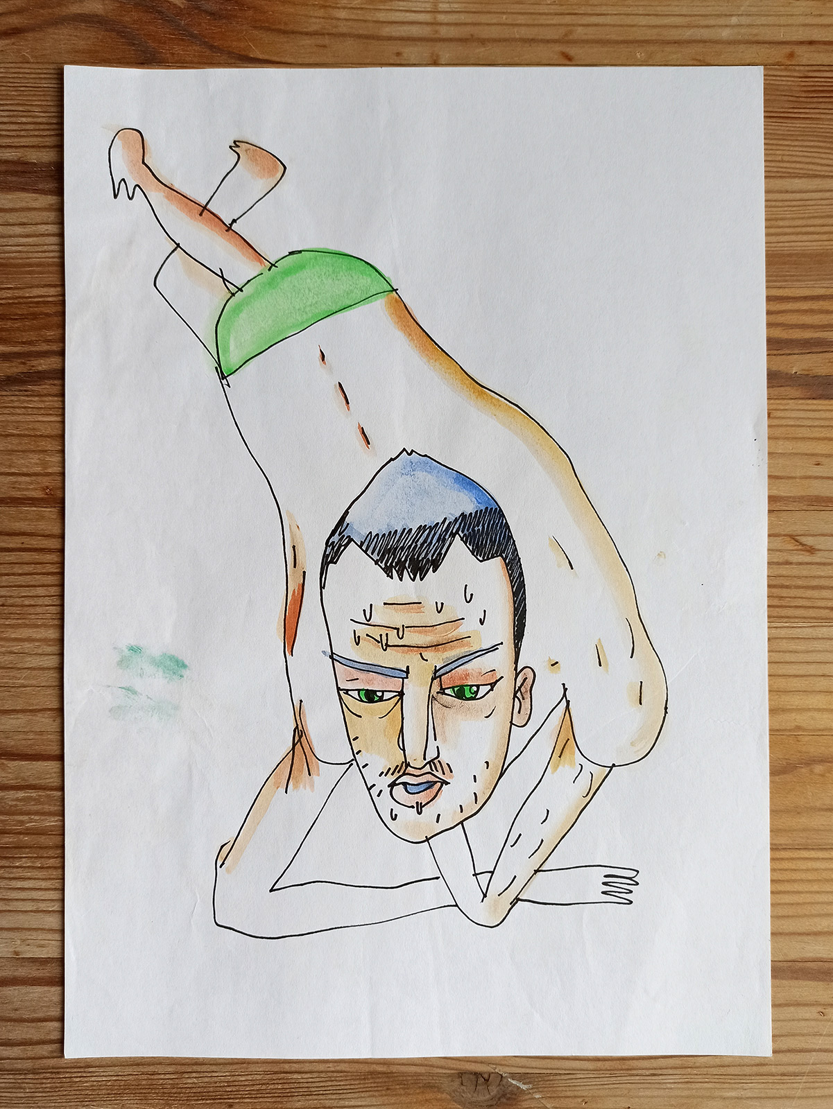 drawings, figurative, illustrative, bodies, everyday life, oceans, people, beige, brown, green, paper, marker, modern, Buy original high quality art. Paintings, drawings, limited edition prints & posters by talented artists.