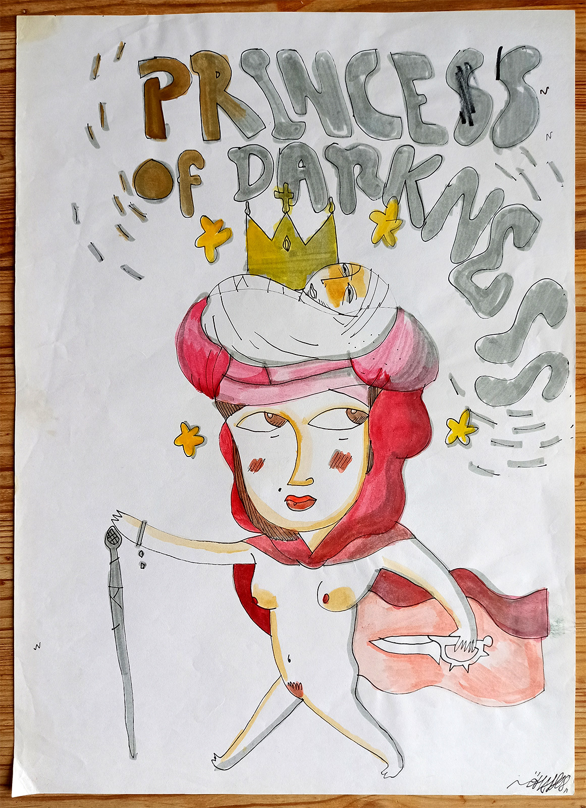 Princess of Darkness | Drawings, Watercolor-paintings | Halfdan Pisket | Beauton Art Gallery drawings, watercolor-paintings, expressive, figurative, illustrative, bodies, sexuality, grey, red, yellow, artliner, marker, watercolor, contemporary-art, erotic, female, modern, modern-art, motorcycle, sexual, women, Buy original high quality art. Paintings, drawings, limited edition prints & posters by talented artists.