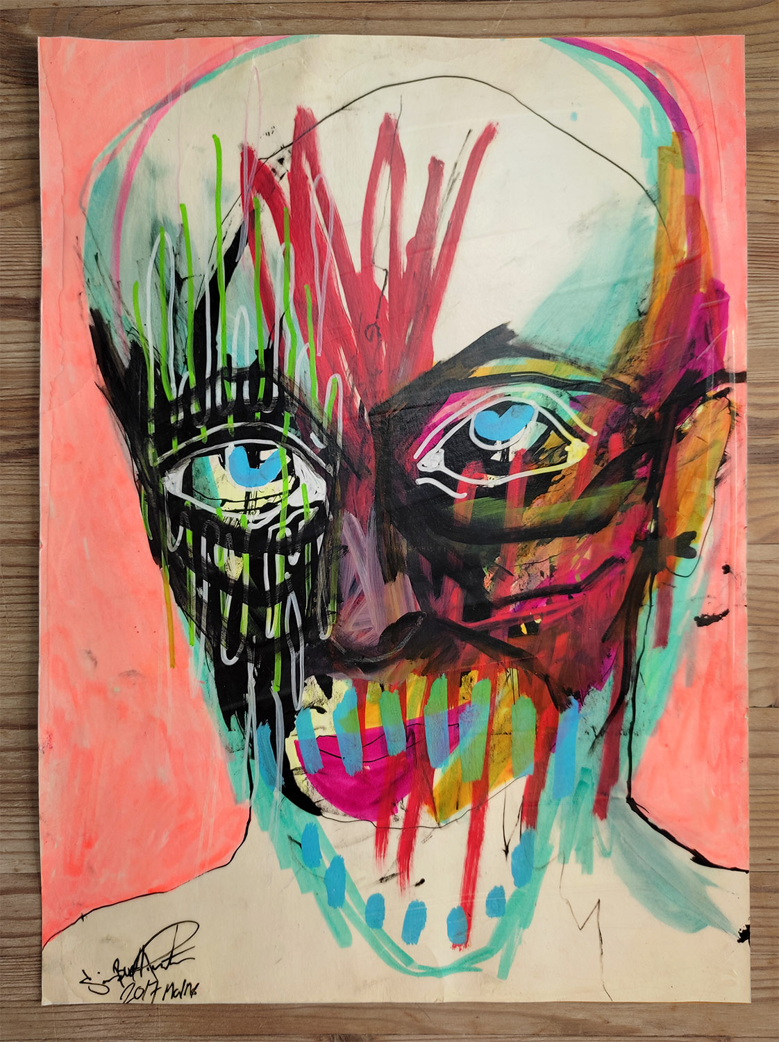 Face III | Drawings, Watercolor-paintings | Simon Buch | Beauton Art Gallery drawings, watercolor-paintings, colorful, graphical, portraiture, bodies, people, black, pink, red, turquoise, artliner, ink, paper, marker, contemporary-art, faces, interior-design, modern, modern-art, motorcycle, wild, Buy original high quality art. Paintings, drawings, limited edition prints & posters by talented artists.