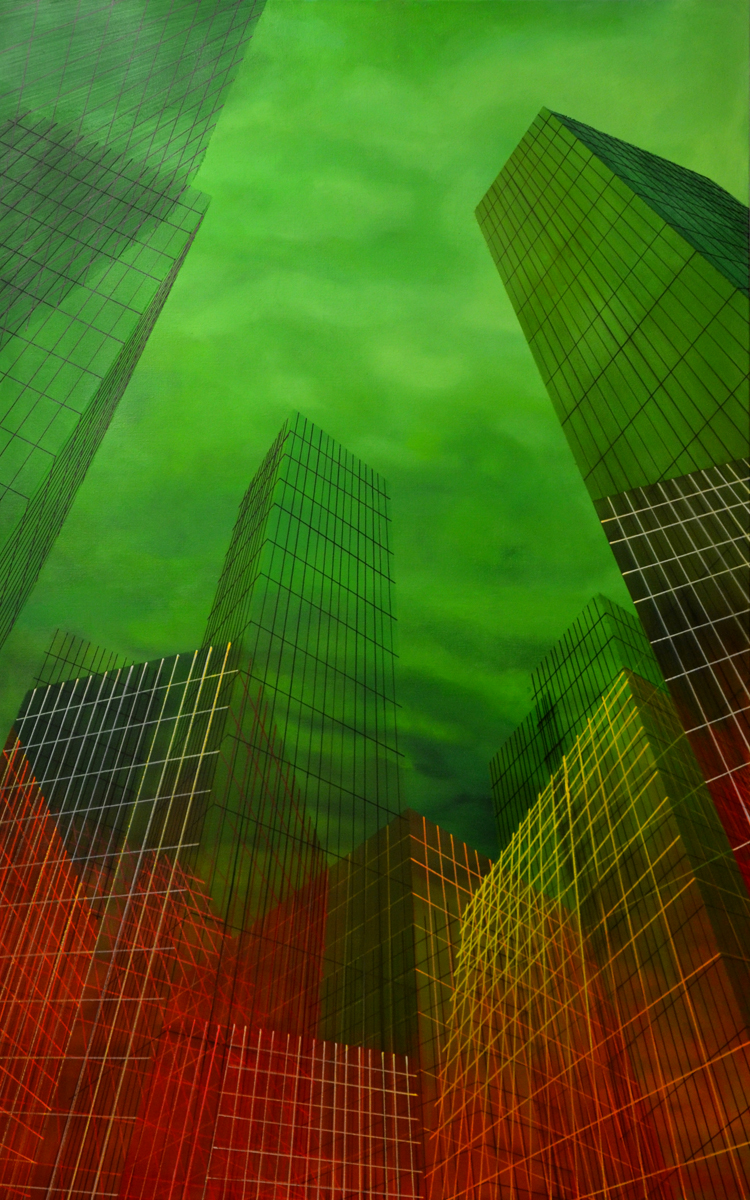 Agglomeration II | Paintings | Noemi Staniszewska | Beauton Art Gallery paintings, aesthetic, colorful, figurative, graphical, architecture, patterns, sky, technology, green, red, flax-canvas, oil, architectural, beautiful, buildings, cities, contemporary-art, cubism, detailed, interior, interior-design, modern, modern-art, Buy original high quality art. Paintings, drawings, limited edition prints & posters by talented artists.