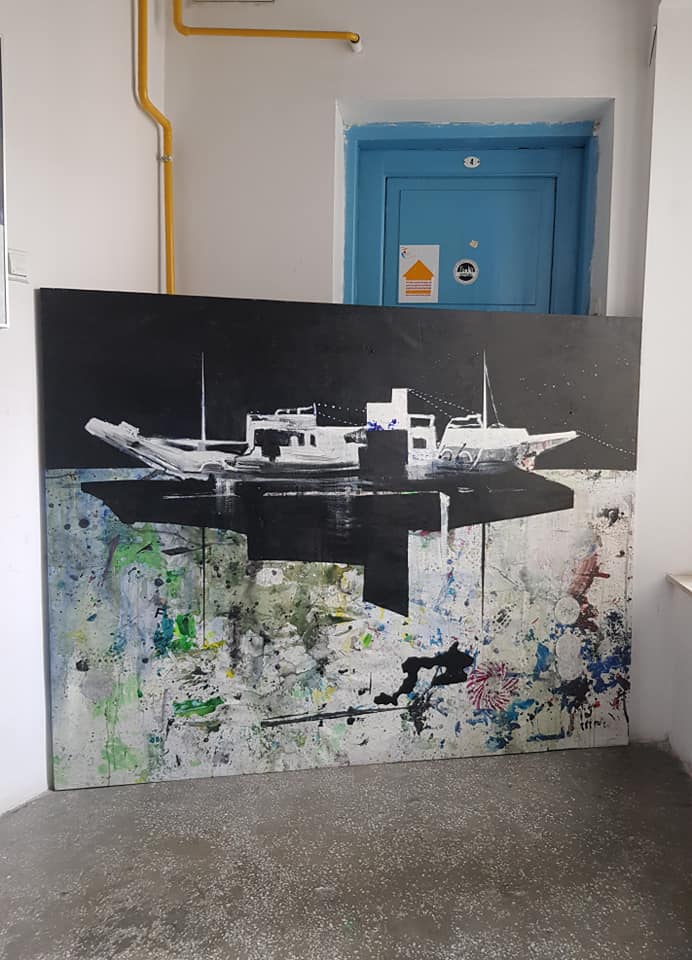 paintings, abstract, expressive, figurative, landscape, movement, nature, oceans, sailing, transportation, black, blue, grey, acrylic, flax-canvas, oil, other-mediums, abstract-forms, boats, danish, horizontal, interior, interior-design, modern, modern-art, nordic, ships, Buy original high quality art. Paintings, drawings, limited edition prints & posters by talented artists.