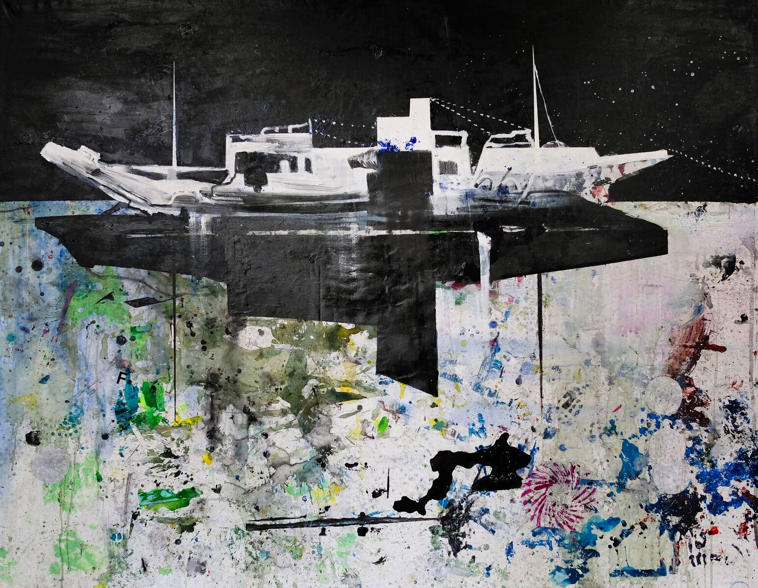 Ship | Paintings | Agnieszka Zawisza | Beauton Art Gallery paintings, abstract, expressive, figurative, landscape, movement, nature, oceans, sailing, transportation, black, blue, grey, acrylic, flax-canvas, oil, other-mediums, abstract-forms, boats, danish, horizontal, interior, interior-design, modern, modern-art, nordic, ships, Buy original high quality art. Paintings, drawings, limited edition prints & posters by talented artists.