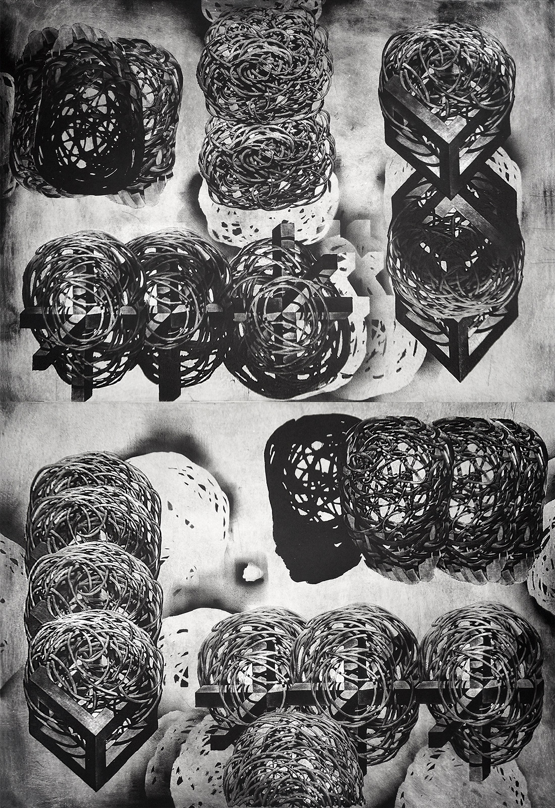 Perpetuum Mobile LXXVII | Art-prints, Engravings | Tomasz Winiarski | Beauton Art Gallery art-prints, engravings, abstract, graphical, monochrome, patterns, black, grey, white, ink, paper, abstract-forms, architectural, black-and-white, conceptual, decorative, interior, interior-design, Buy original high quality art. Paintings, drawings, limited edition prints & posters by talented artists.