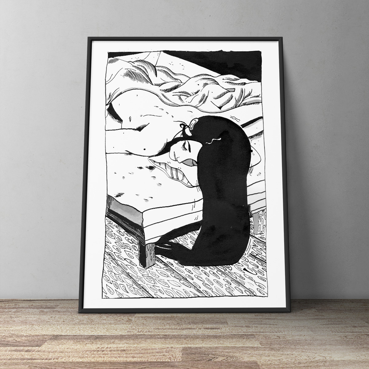 art-prints, gliceé, aesthetic, illustrative, monochrome, portraiture, bodies, everyday life, people, sexuality, black, white, ink, black-and-white, nude, Buy original high quality art. Paintings, drawings, limited edition prints & posters by talented artists.