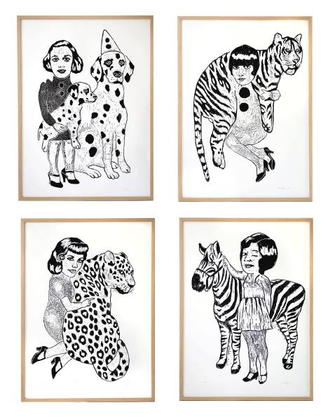 art-prints, linocuts, engravings, animal, family-friendly, figurative, graphical, portraiture, bodies, cartoons, humor, pets, black, white, acrylic, ink, paper, amusing, copenhagen, cute, danish, decorative, design, dogs, female, interior, interior-design, nordic, scandinavien, women, Buy original high quality art. Paintings, drawings, limited edition prints & posters by talented artists.
