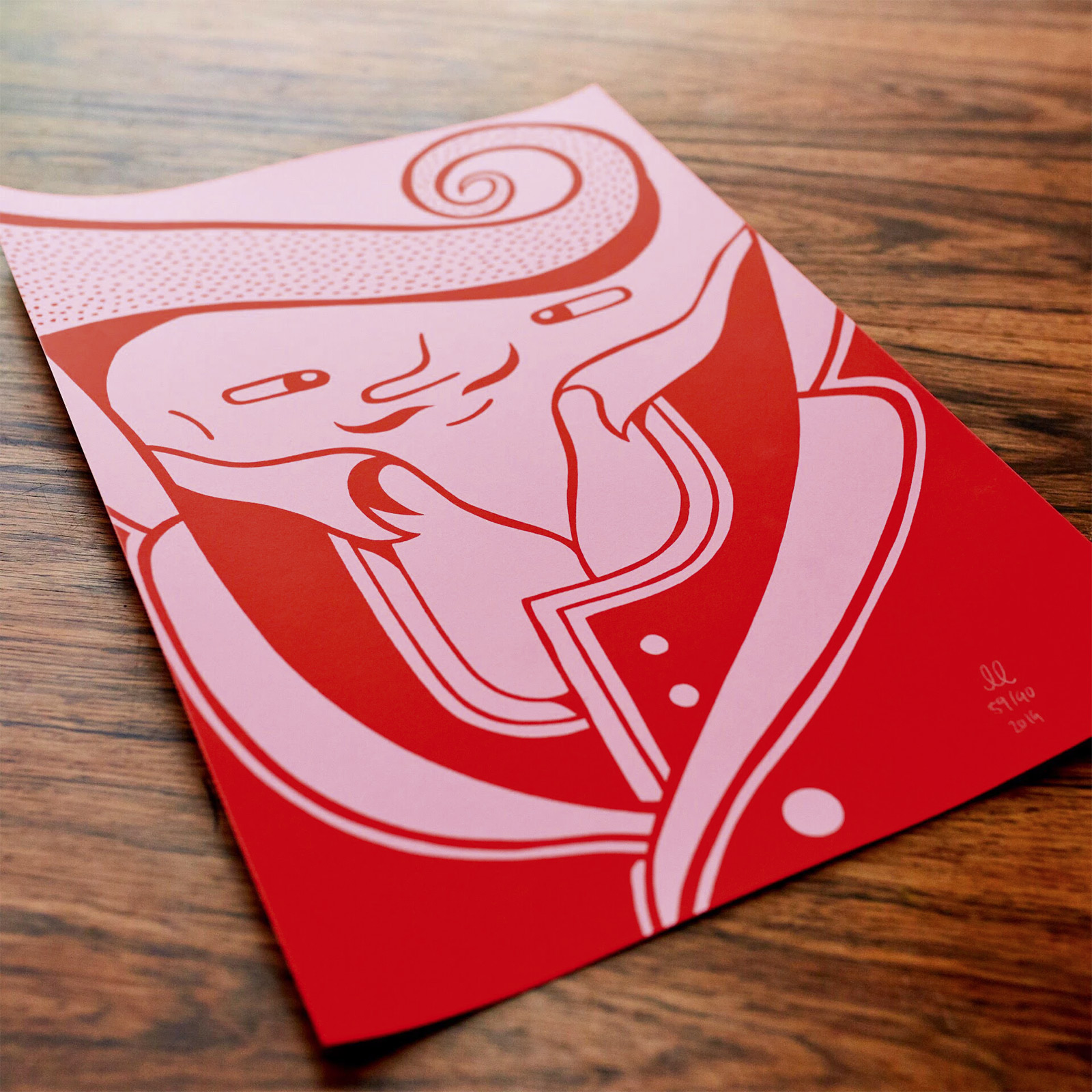 Red Gentleman | Posters-prints, Serigraphs | Mormor | Beauton Art Gallery posters-prints, serigraphs, family-friendly, figurative, illustrative, monochrome, pop, cartoons, humor, people, pink, red, acrylic, paper, amusing, contemporary-art, copenhagen, danish, decorative, design, faces, interior, interior-design, modern, modern-art, nordic, pop-art, posters, prints, scandinavien, urban, Buy original high quality art. Paintings, drawings, limited edition prints & posters by talented artists.