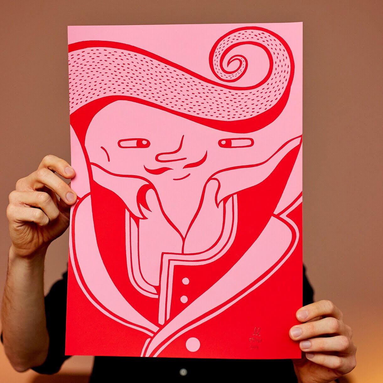 posters-prints, serigraphs, family-friendly, figurative, illustrative, monochrome, pop, cartoons, humor, people, pink, red, acrylic, paper, amusing, contemporary-art, copenhagen, danish, decorative, design, faces, interior, interior-design, modern, modern-art, nordic, pop-art, posters, prints, scandinavien, urban, Buy original high quality art. Paintings, drawings, limited edition prints & posters by talented artists.